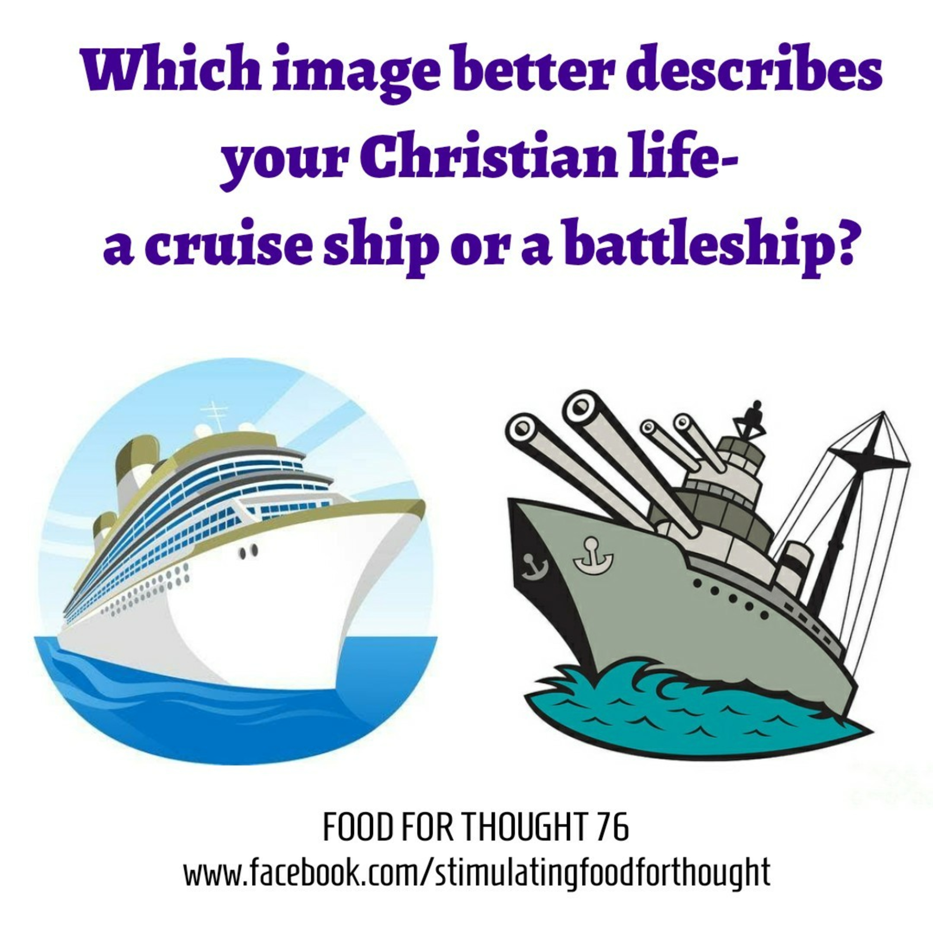 Which image better describes your Christian life - a cruise ship or a battleship? episode artwork