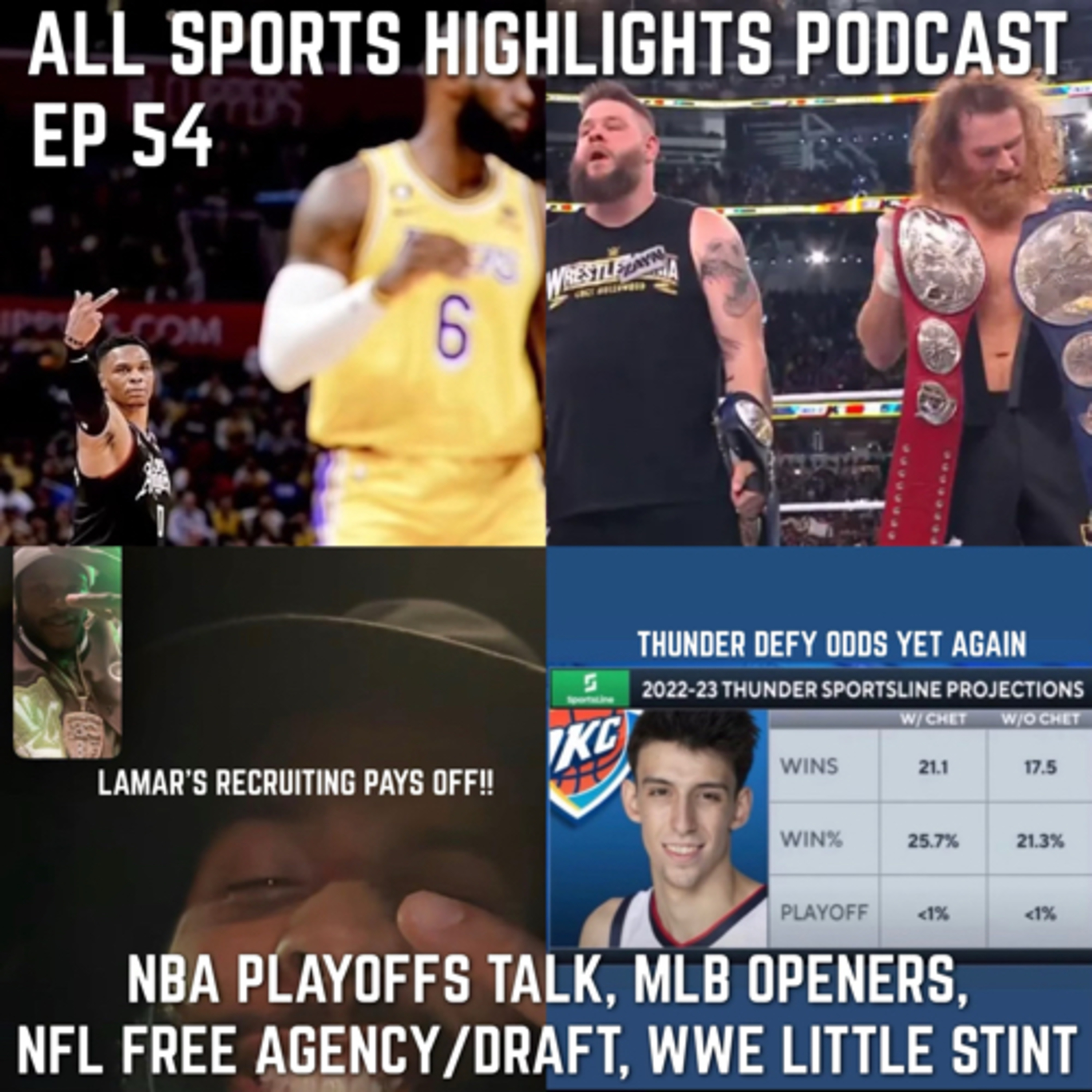 All Sports Highlights Podcast Episode 54 Nba/NHL Playoffs talk/Mlb openers Wwe Little Stint NFL talk episode artwork