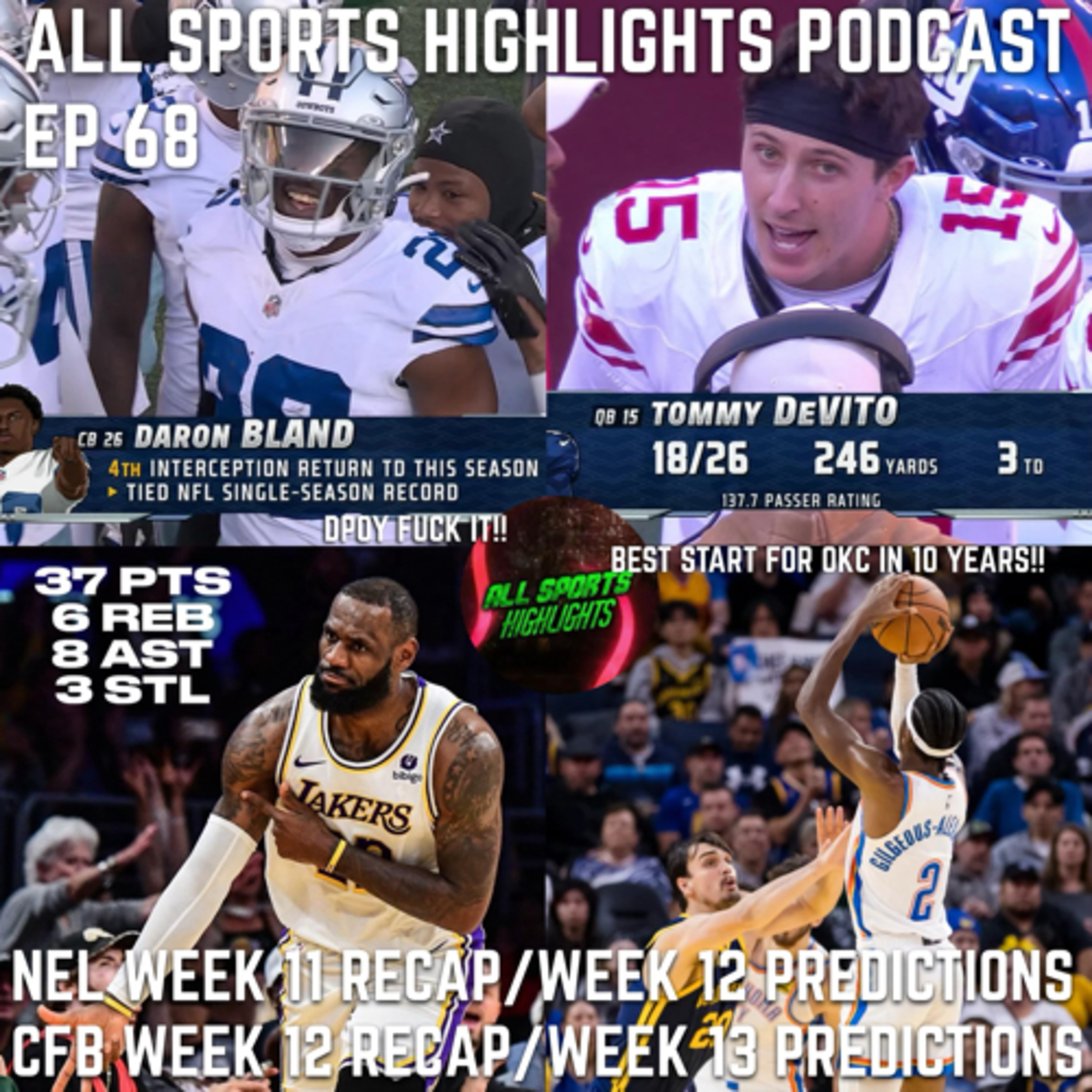All Sports Highlights EP 68 NFL Week 11 Recap/Week 12 Picks and CFB Week 12 Recap/Week 13 Picks/More episode artwork
