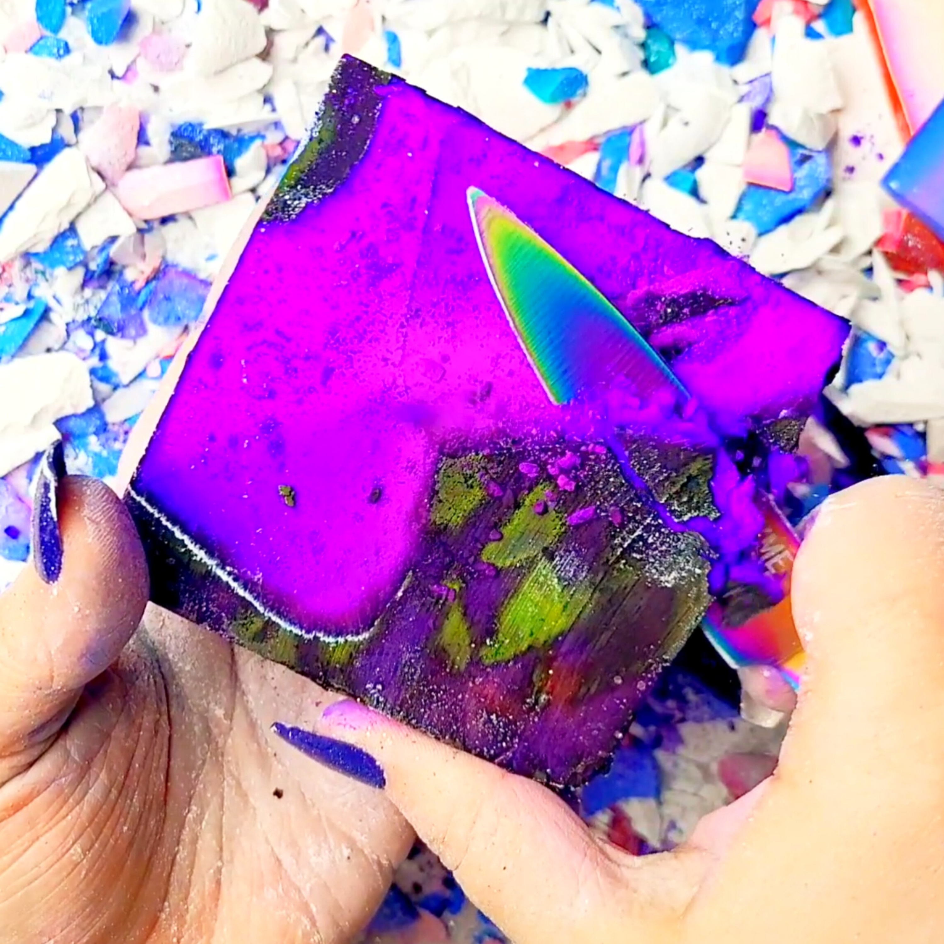 Collab w/ Chalk ASMR 💙 Satisfying Dyed Gym Chalk Shaving ASMR #SixYearsOfChalkASMR