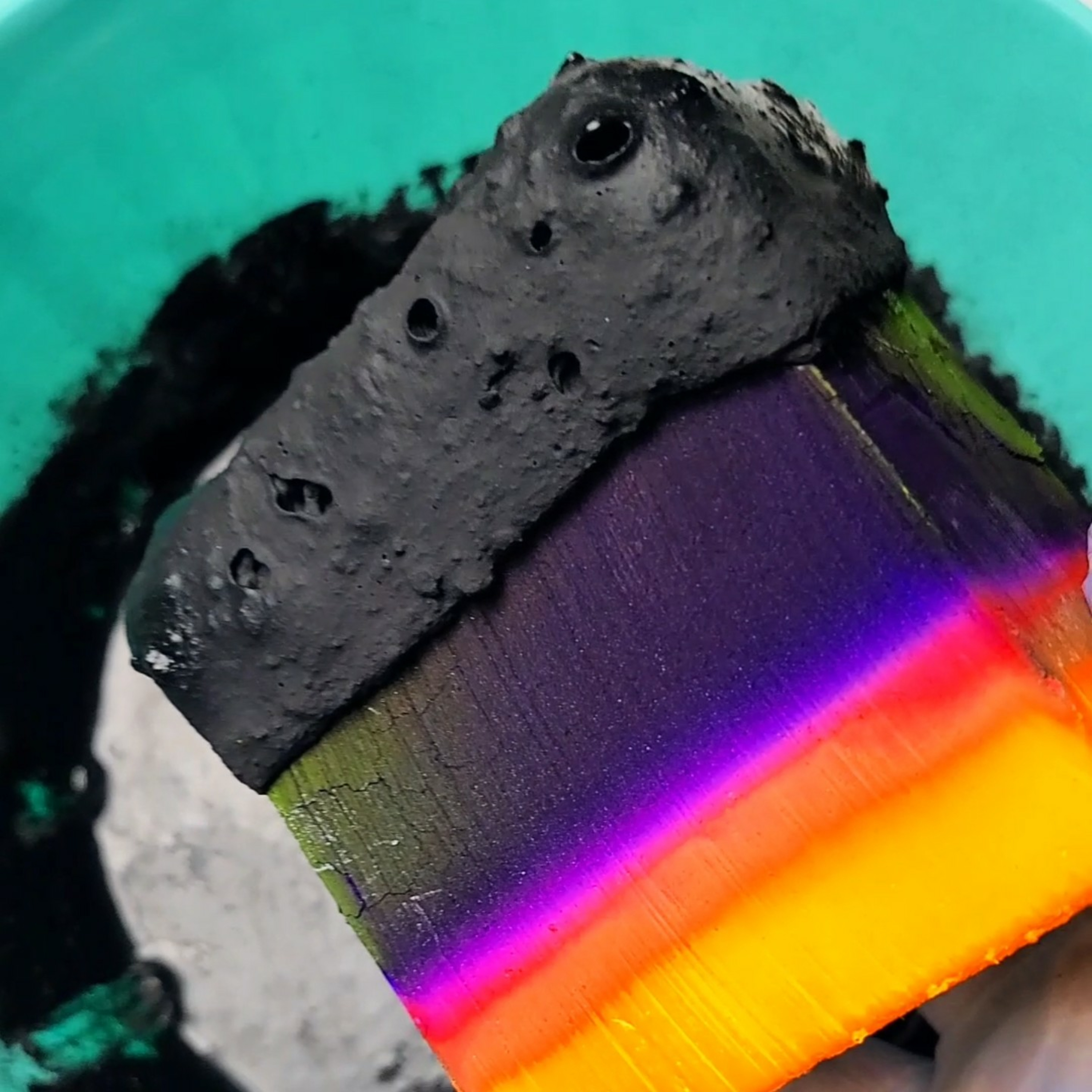Black iron oxide paste mixing + pouring