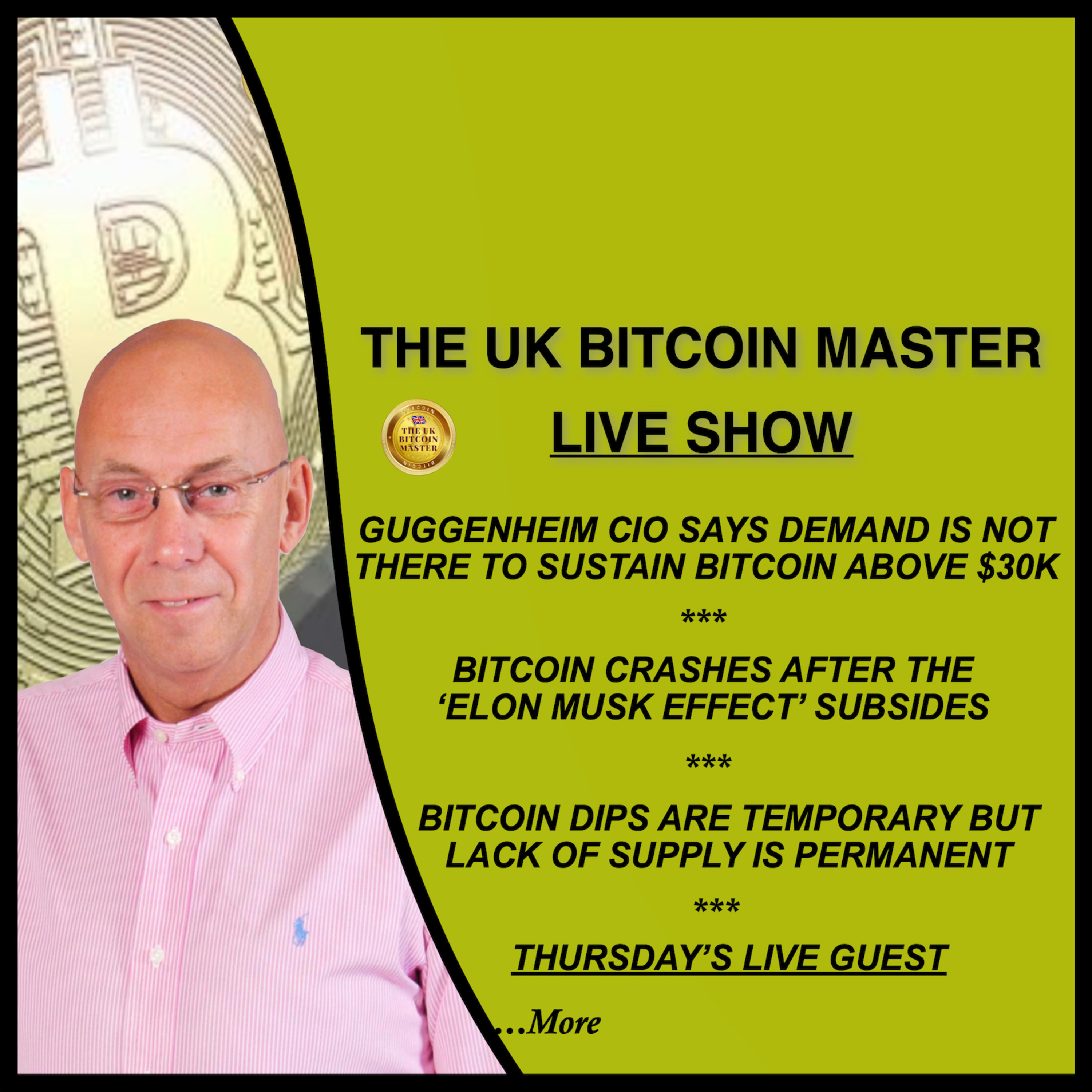 GUGGENHEIM CIO BTC WONT GO ABOVE $30K, BTC CRASHES AFTER ELON HYPE, DIPS TEMP - NO SUPPLY PERMANENT