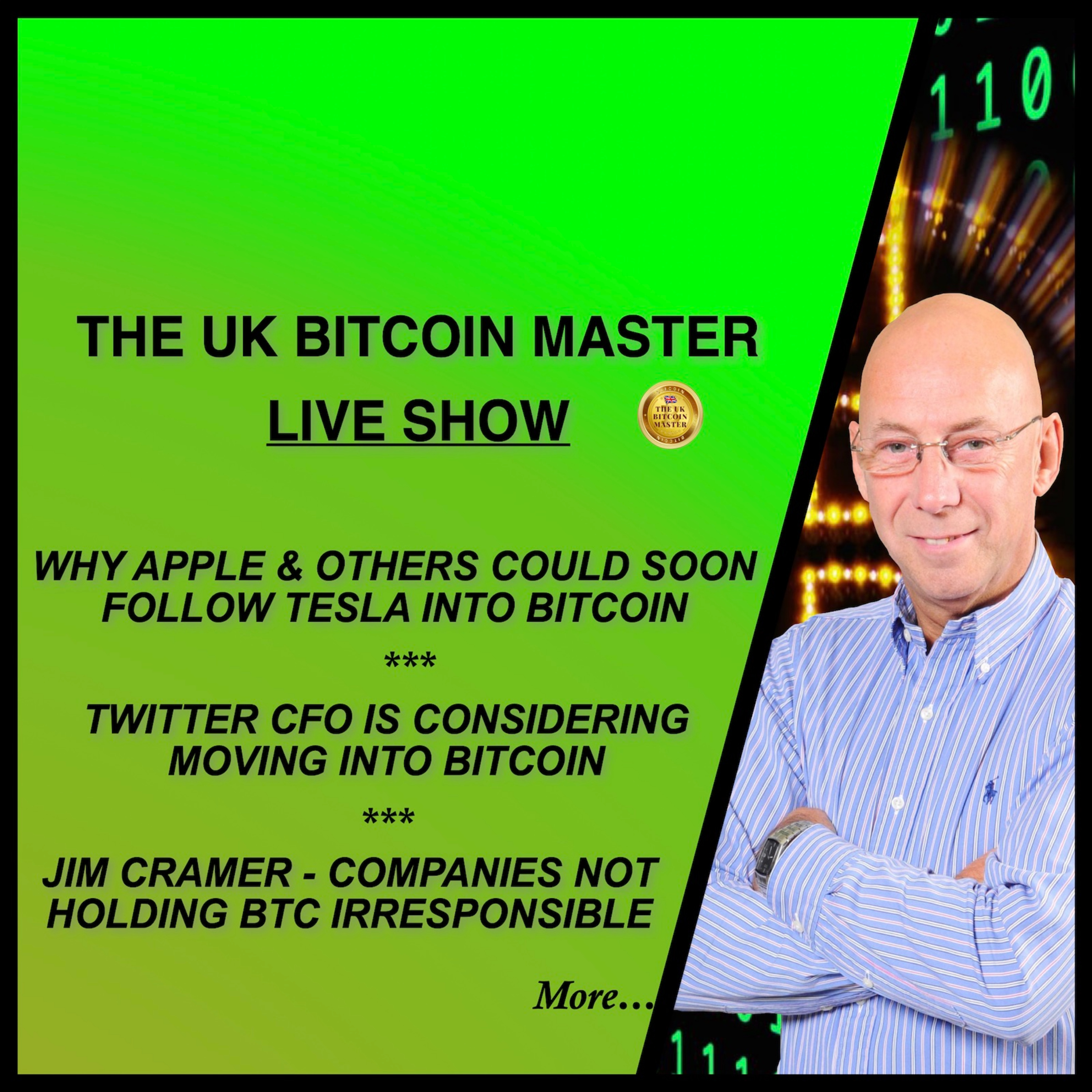 APPLE COULD FOLLOW TESLA INTO BTC, TWITTER CFO HINTS AT A BTC MOVE, JIM CRAMER-CO’S SHOULD HOLD BTC
