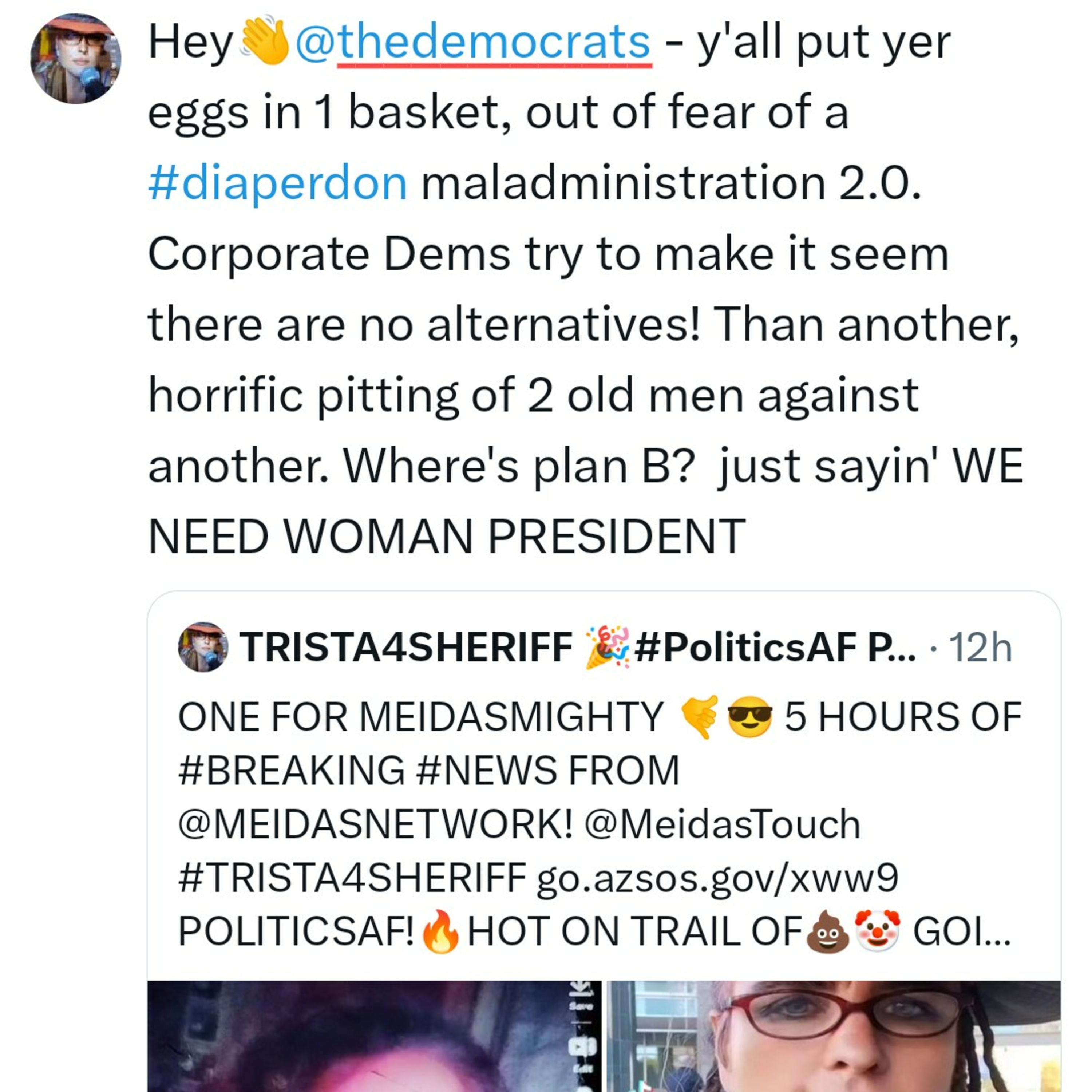 #TRISTA4SHERIFF + Prez! POLITICSAF!🔥HOT ON TRAIL OF💩🤡 GOIN2FNJAIL!🔐#art #music #CoMeDy #HERstory