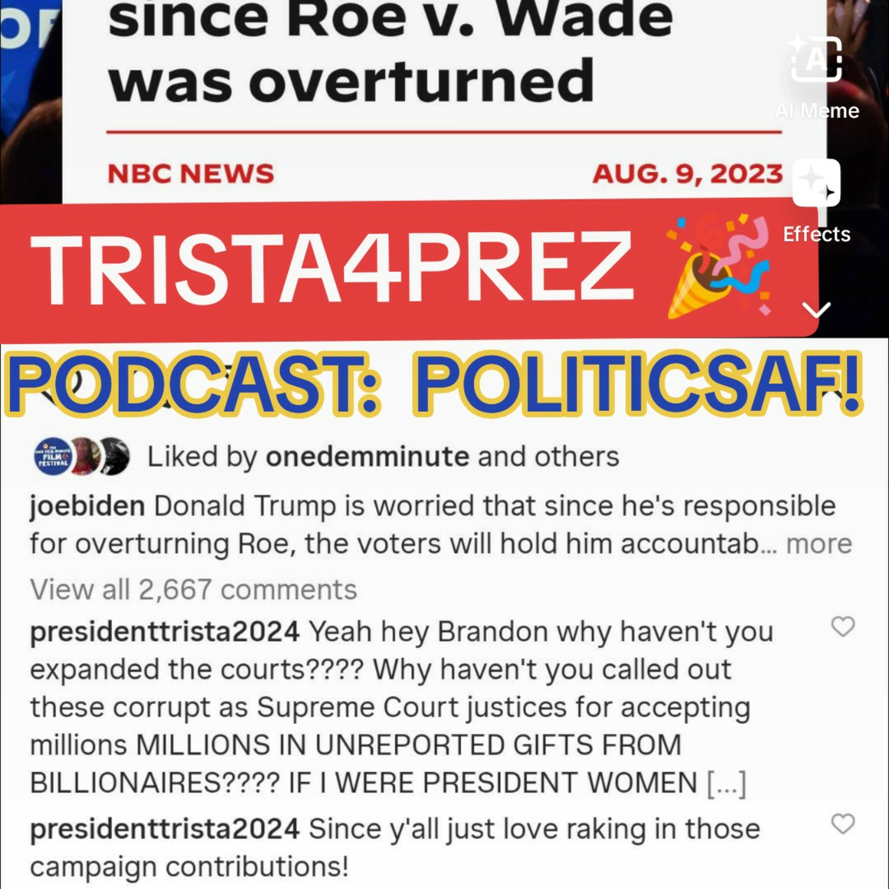 #TRISTA4SHERIFF + Prez! POLITICSAF!🔥HOT ON TRAIL OF💩🤡 GOIN2FNJAIL!🔐#art #music #CoMeDy #HERstory