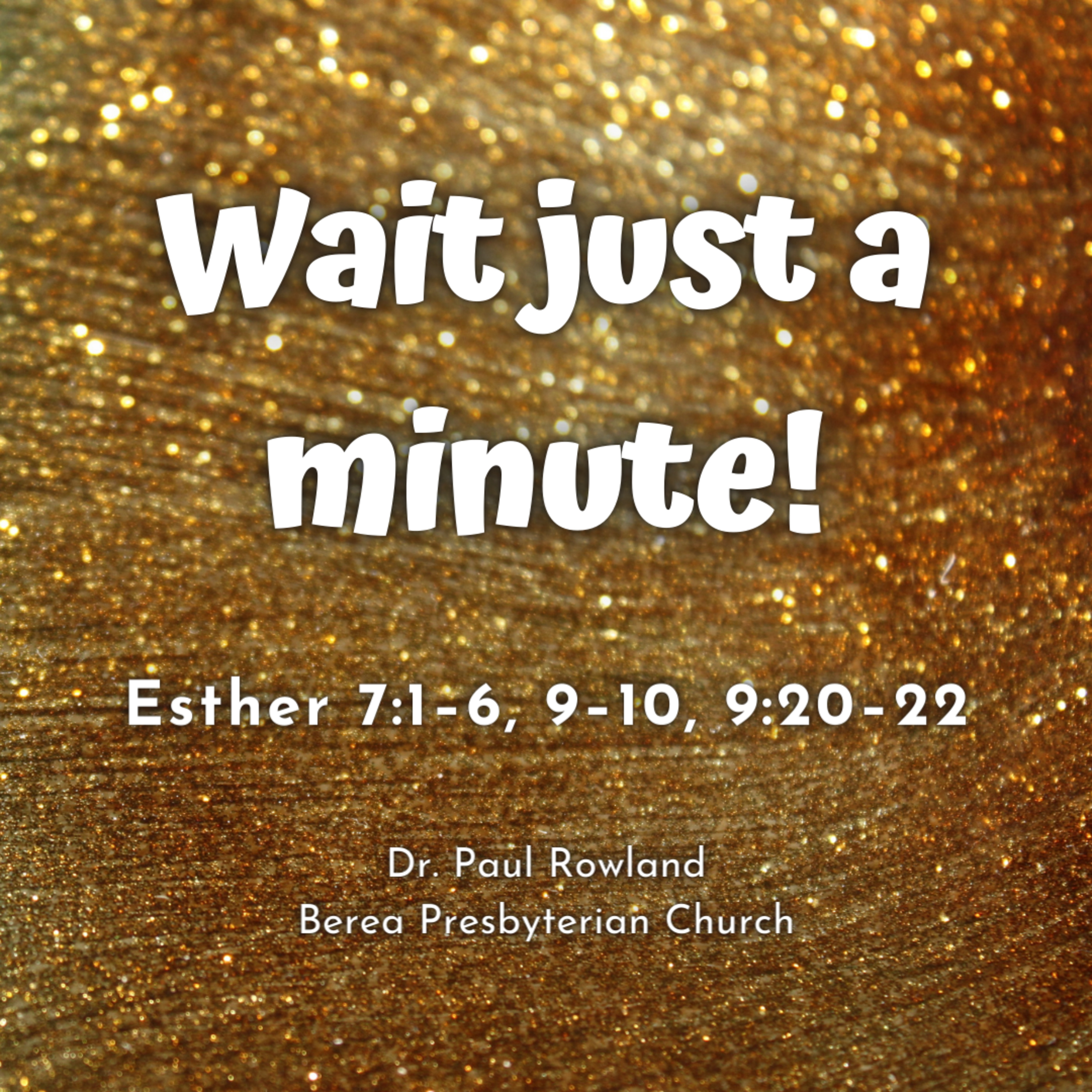 "Wait Just A Minute!" sermon, Esther 7:1–6, 9–10, 9:20–22