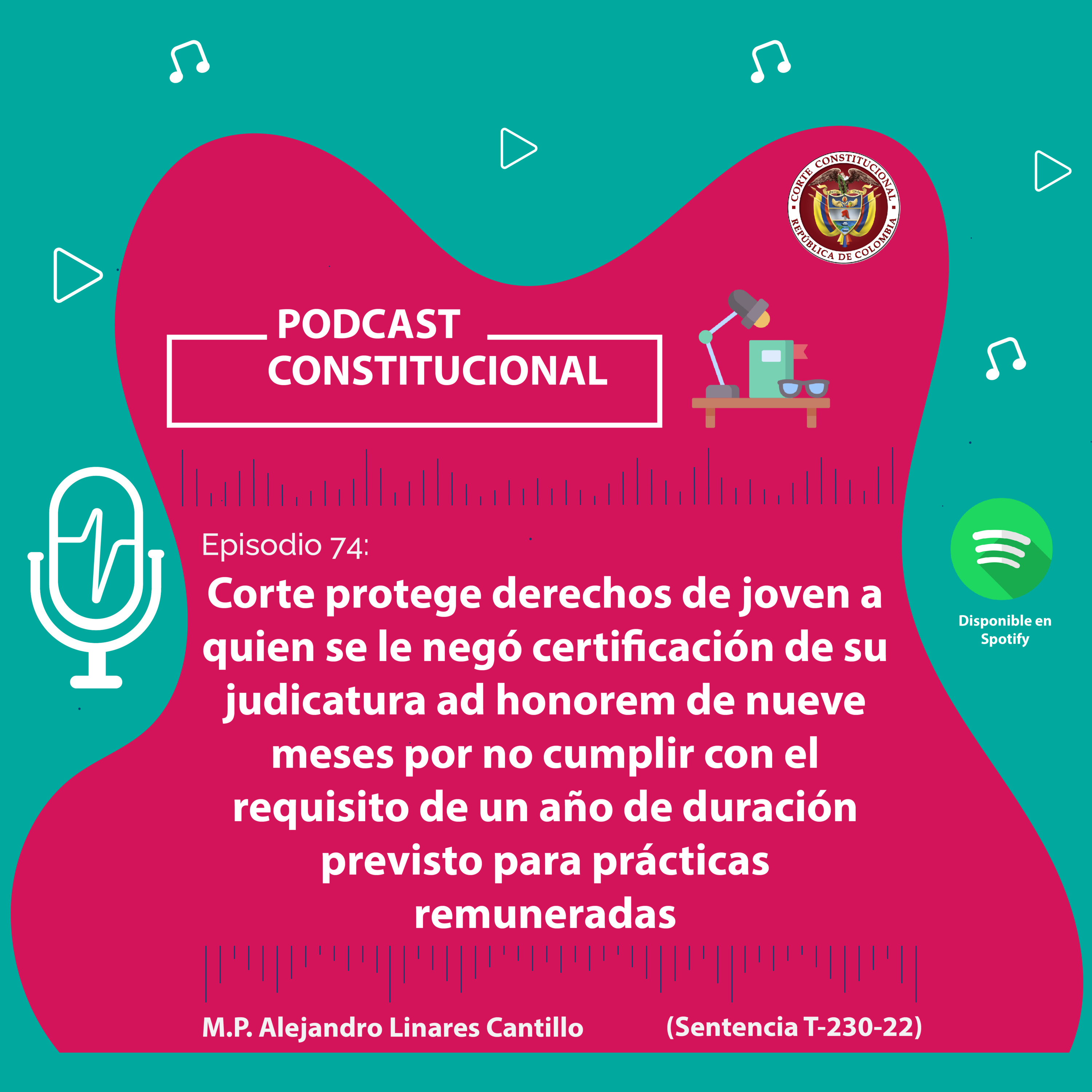 Capítulo No.74. Corte protege derechos de joven a quien se le negó certificación de su judicatura ad honorem de nueve meses por no cumplir con el requisito de un año de duración previsto para práctica episode artwork