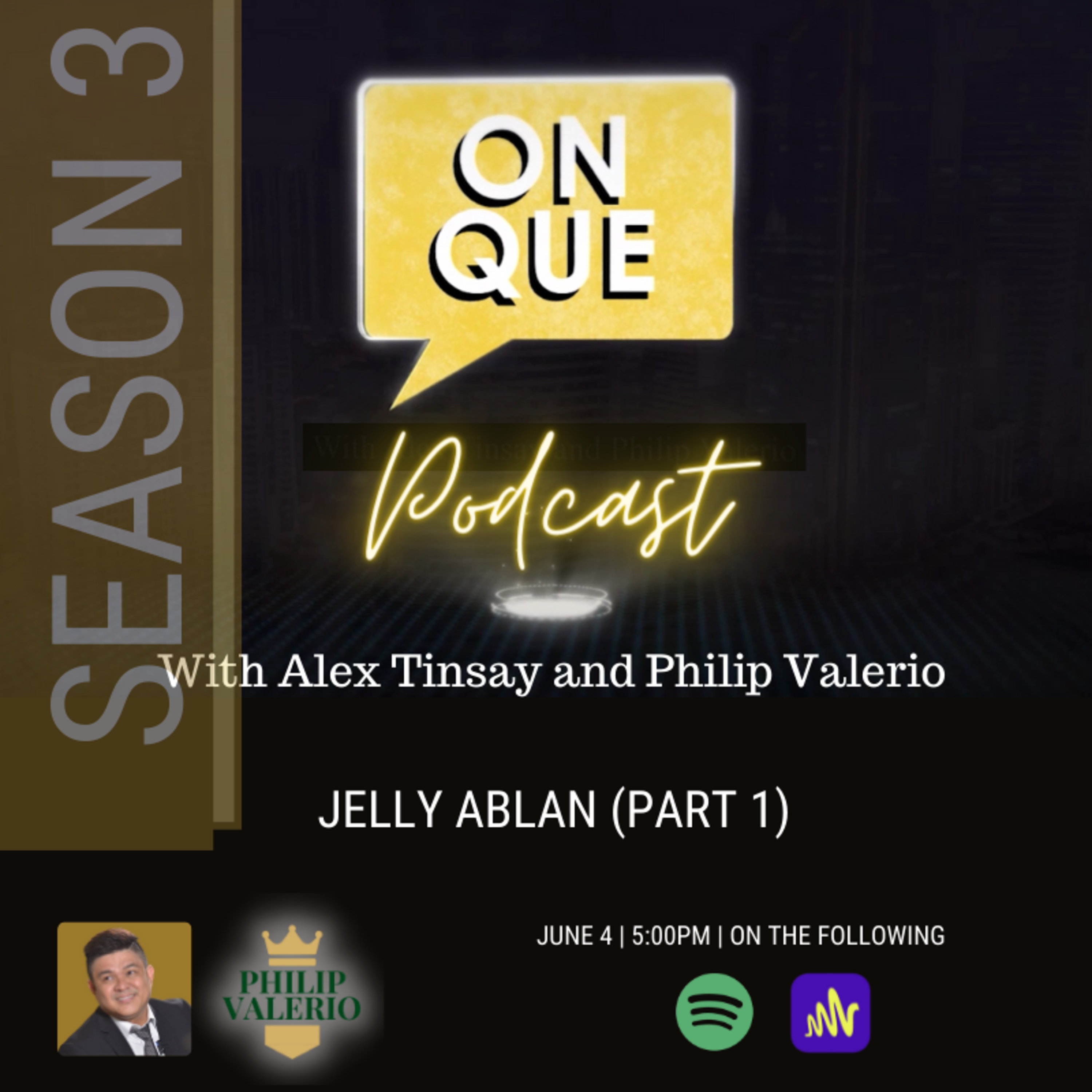 On Que with Alex Tinsay and Philip Valerio Podcast