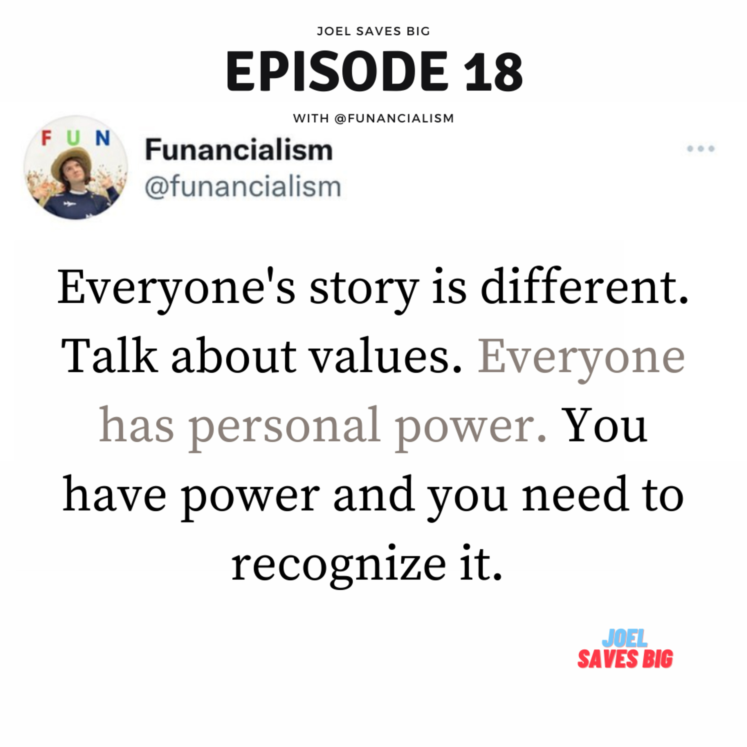 Joel x @funancialism episode artwork