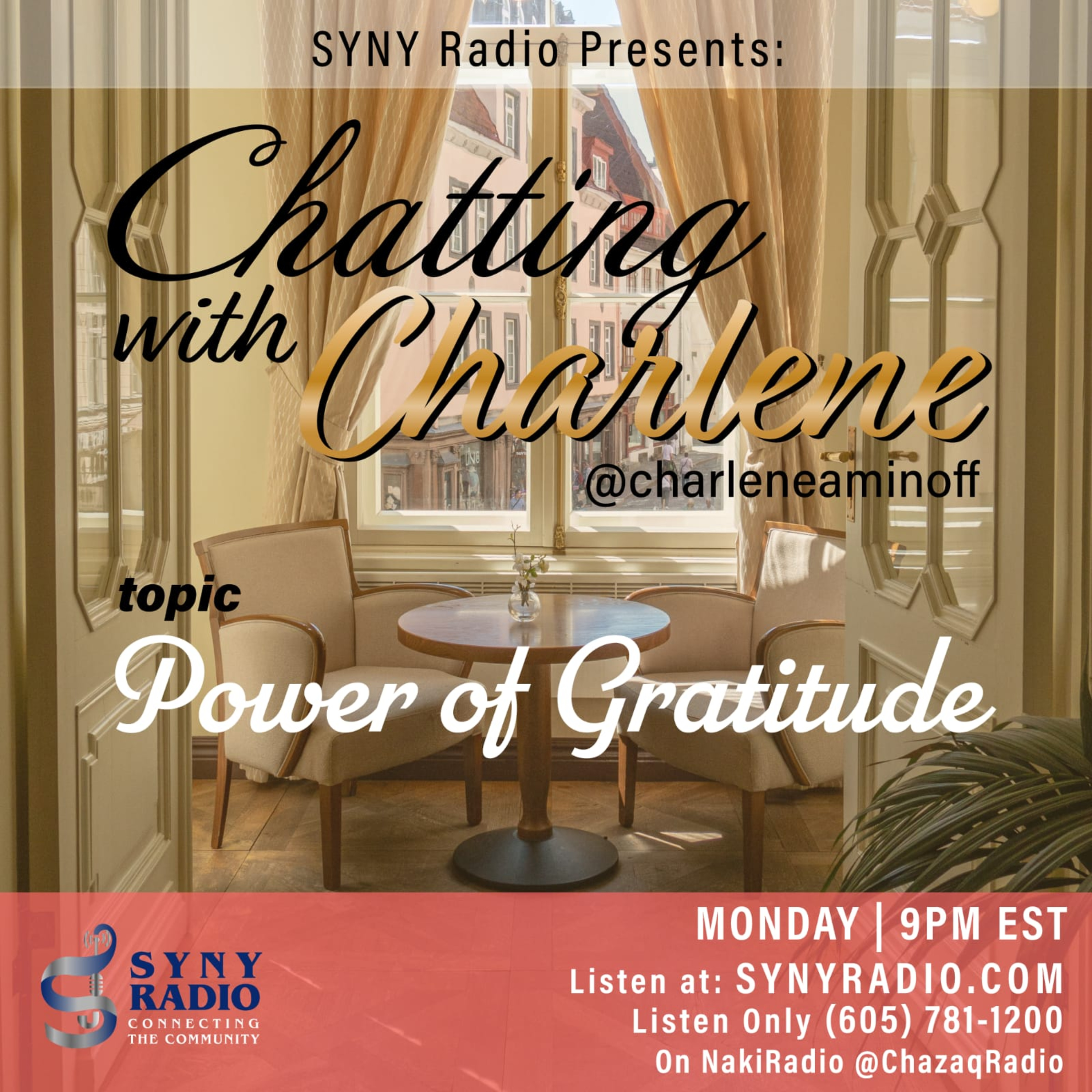 Charlene Aminoff Topic: The Power of Gratitude Date: 8/5/19 episode artwork