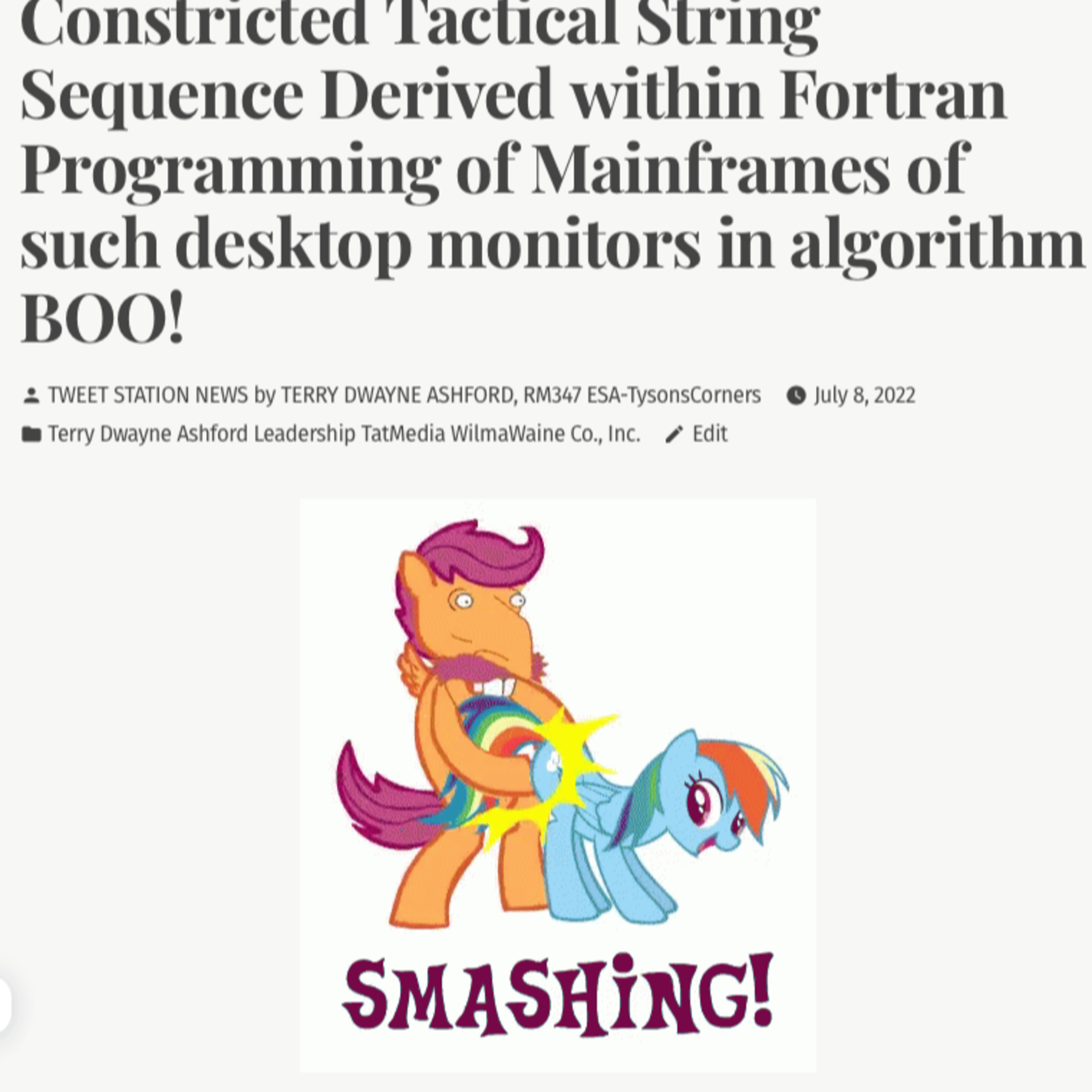 TSN Broadcasting: Python as a Constricted Tactical String Sequence Derived within Fortran Programming of Mainframes of such desktop monitors in algorithm BOO! episode artwork