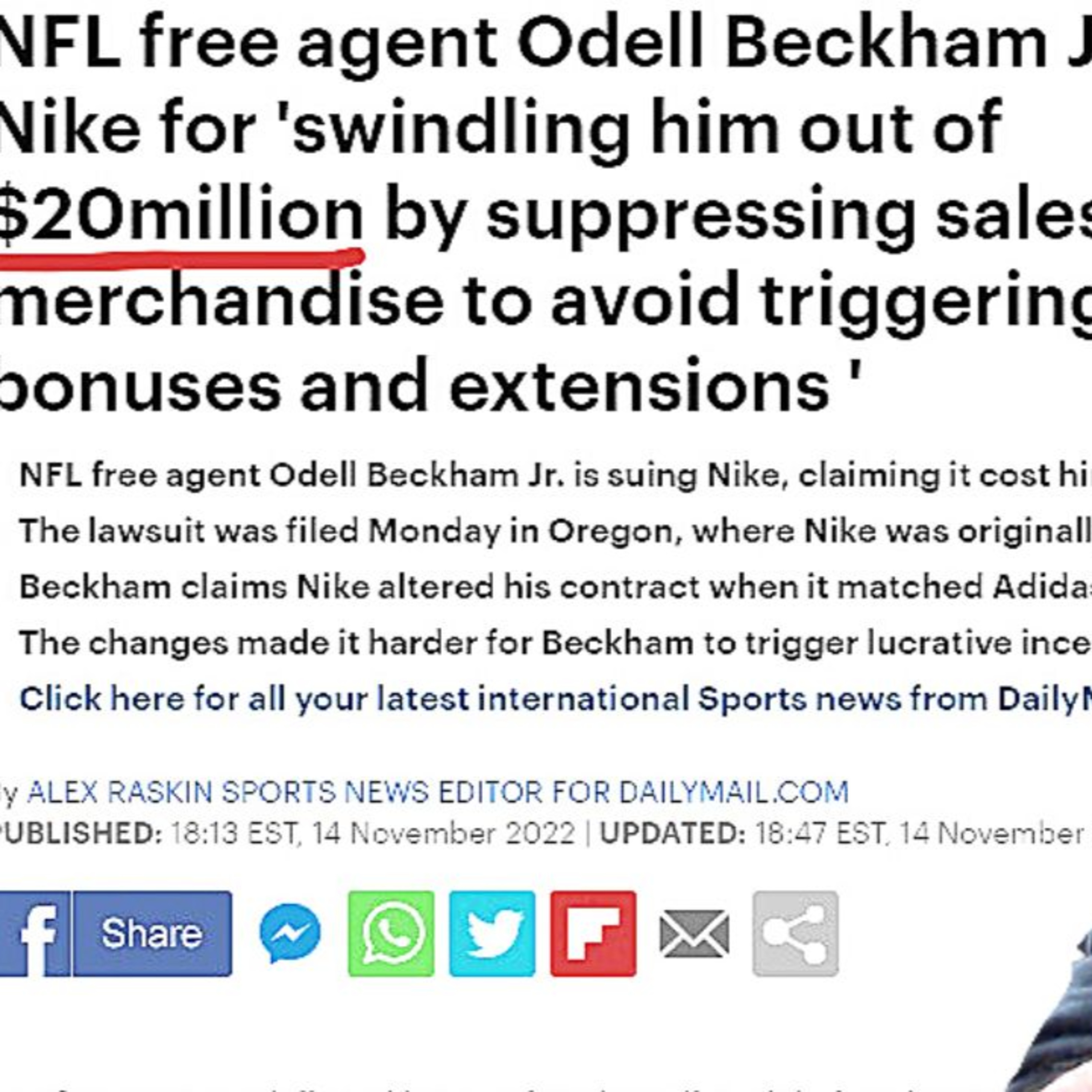 ODELL BECKHAM JR SUES NIKE FOR $20M... episode artwork