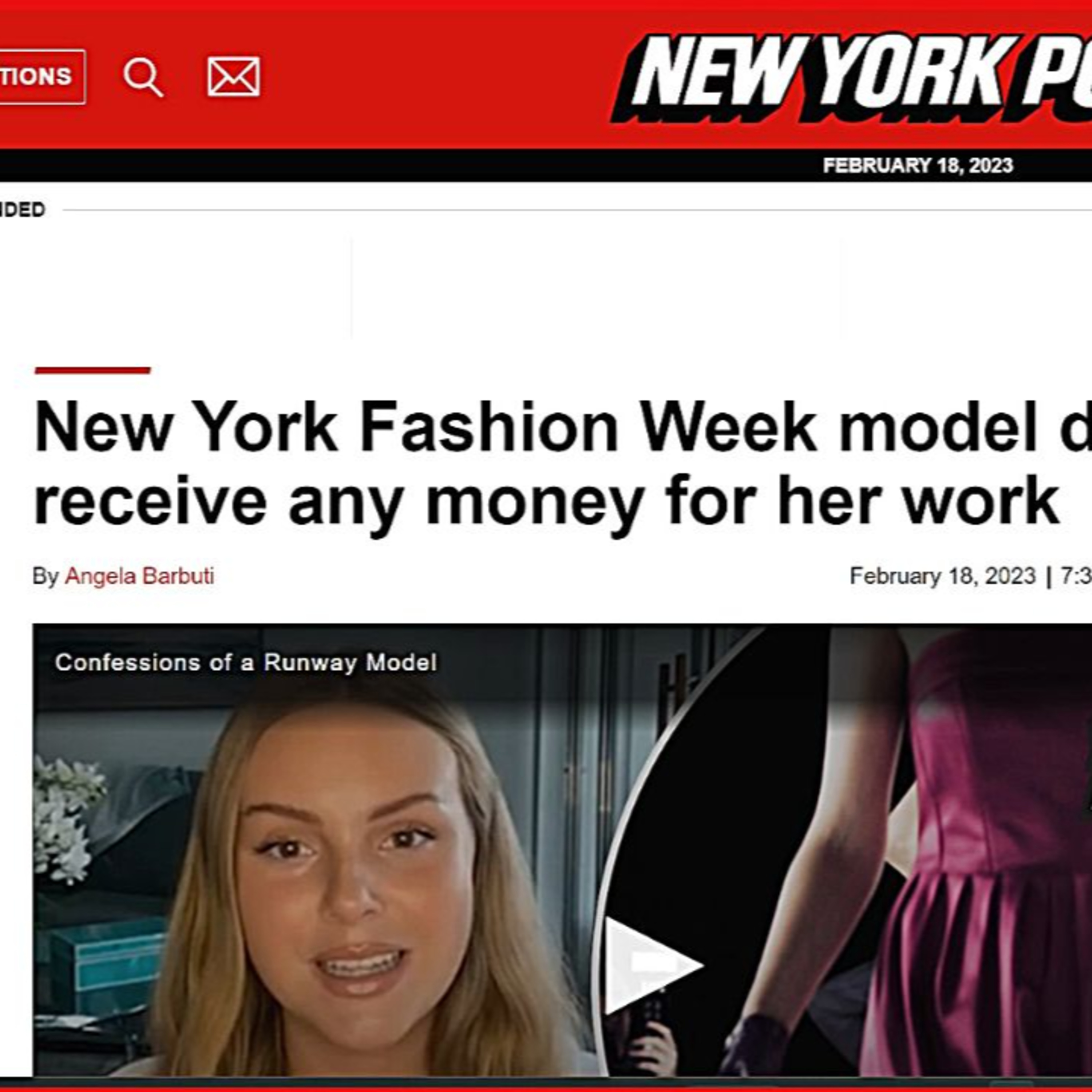 New York Fashion Week Model Didn't Receive Any Money For Her Work episode artwork
