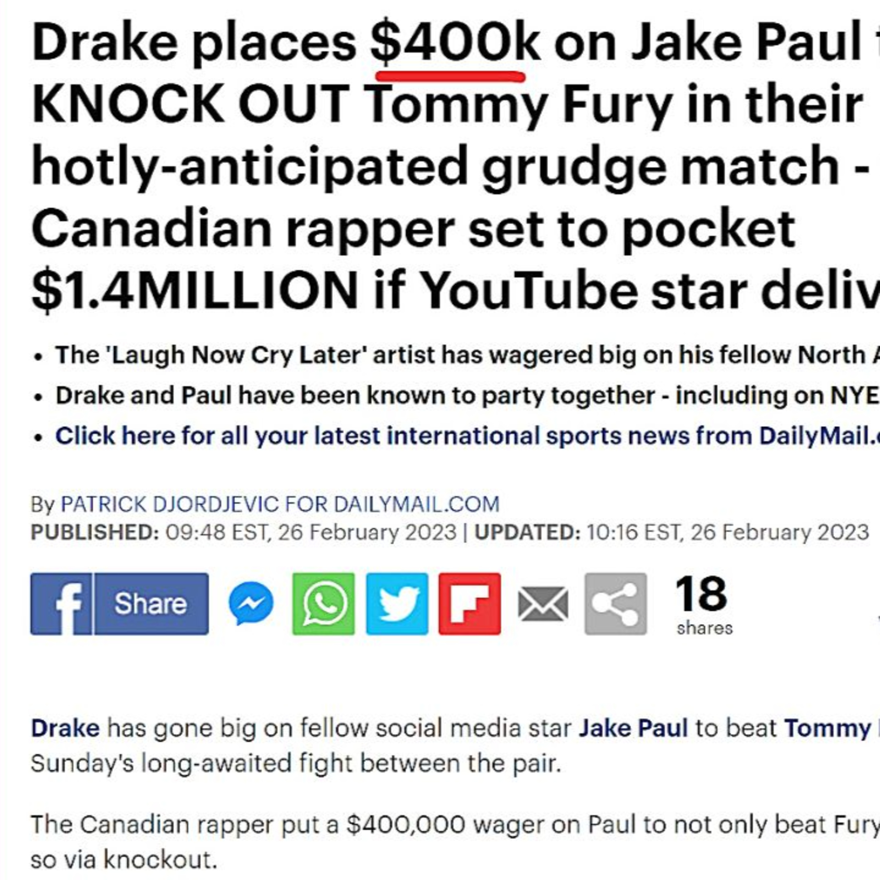 Drake BETS $400k On Jake Paul... episode artwork