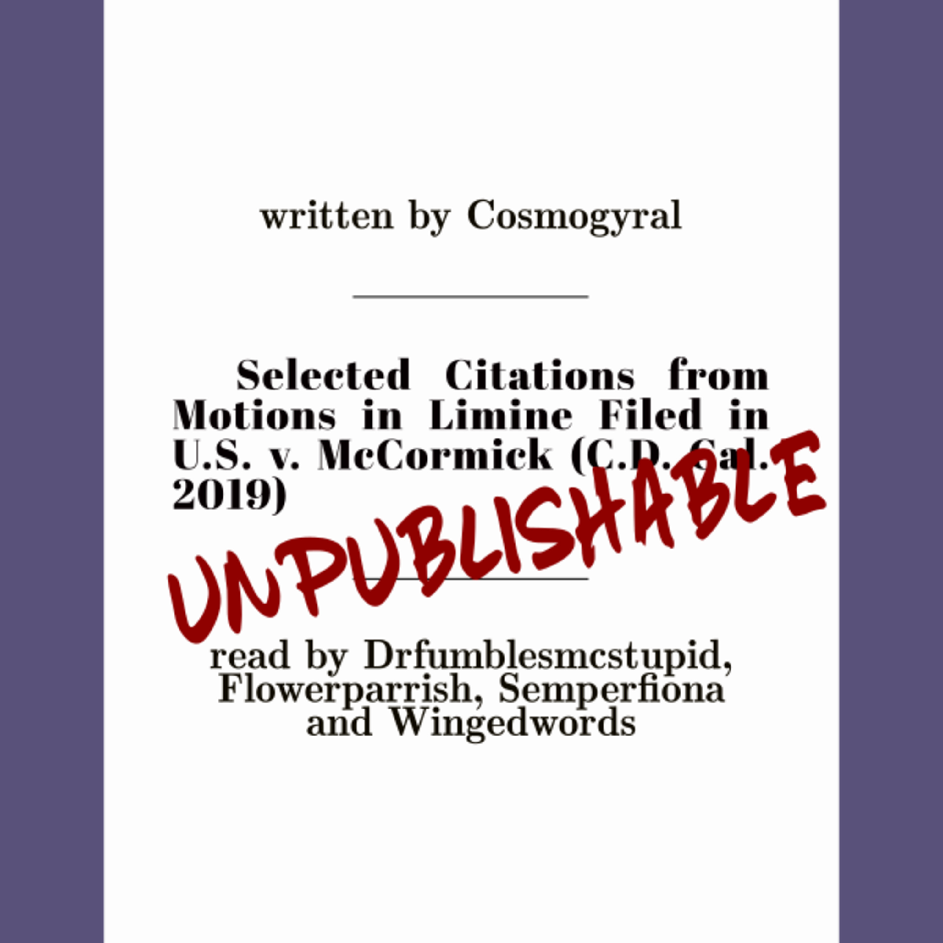 Ace Attorney - Selected Citations from Motions in Limine Filed in U.S. v. McCormick (C.D. Cal. 2019) (unpublishable episode artwork