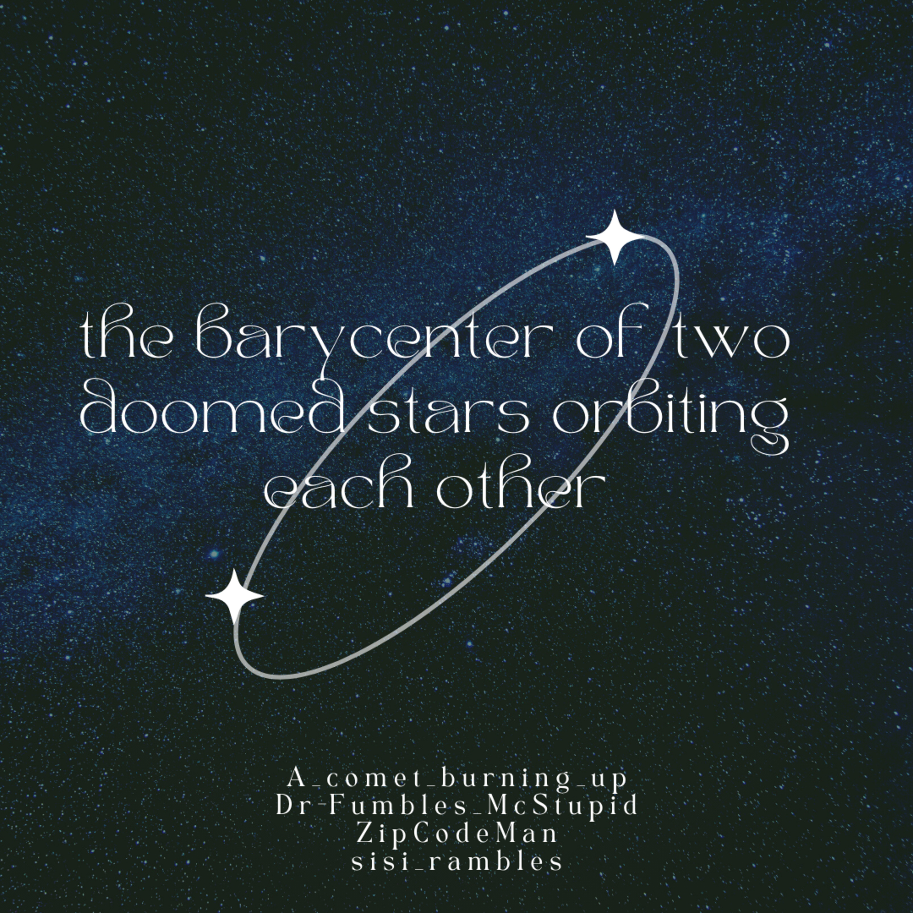 DB - the barycenter of two doomed stars orbiting each other episode artwork