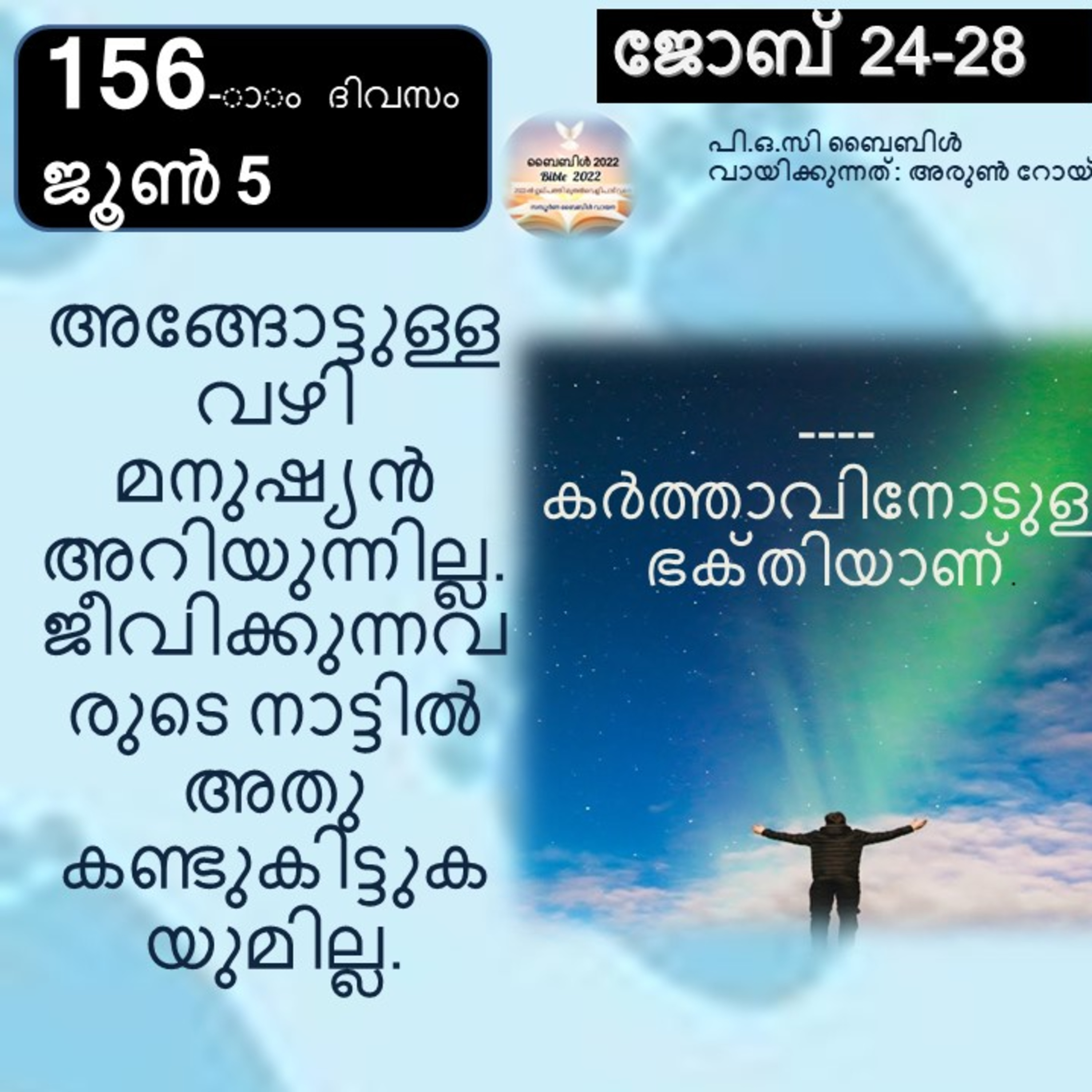 156-ാം ദിവസം, ജോബ് 24-28, ജൂൺ 5, ബൈബിൾ 2022 Day 156, Job 24-28, June 5, Bible 2022 episode artwork