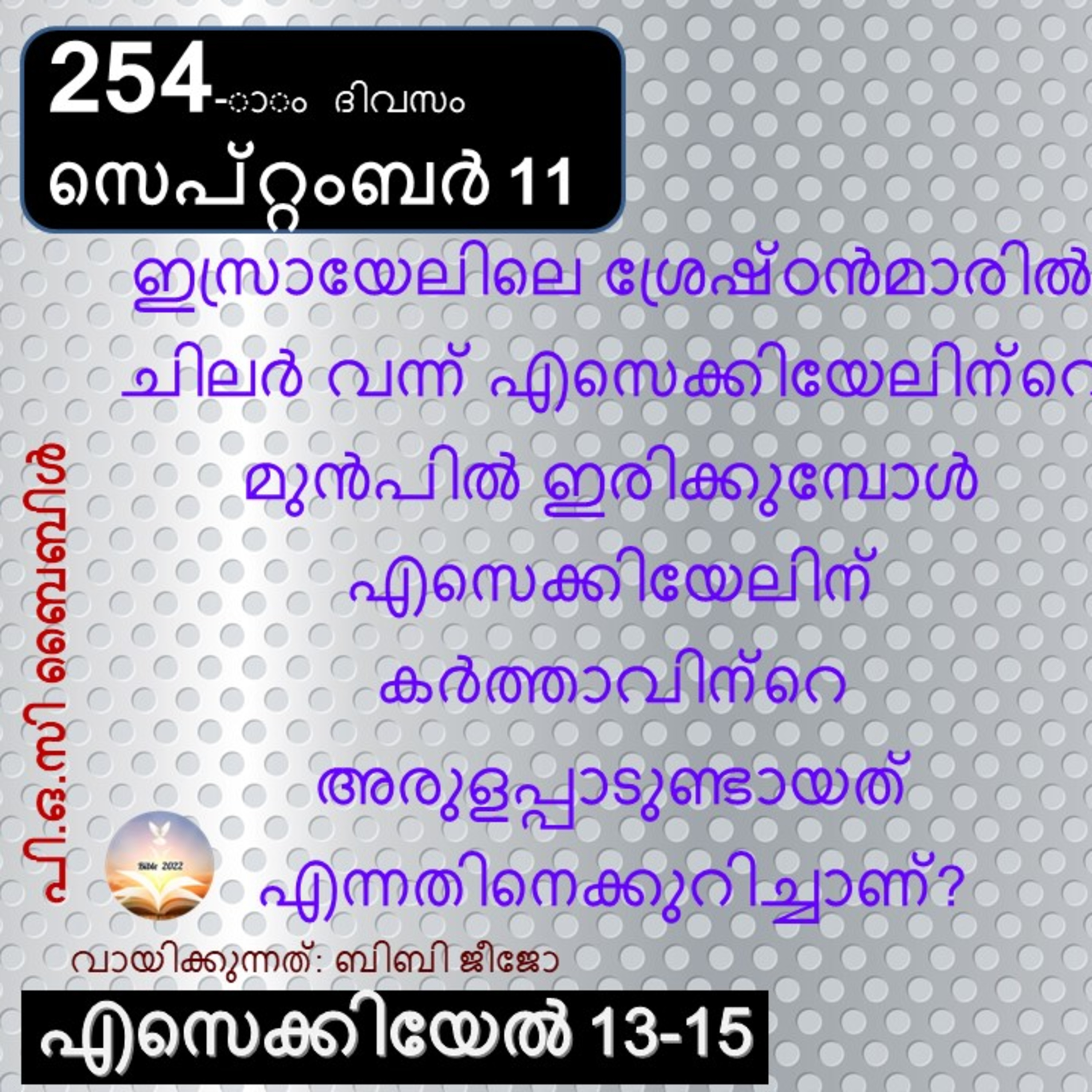 254-ാം ദിവസം എസെക്കിയേൽ 13-15 സെപ്റ്റംബർ 11 ബൈബിൾ 2022 Day 254 Ezekiel 13-15 September 11 Bible 2022 episode artwork
