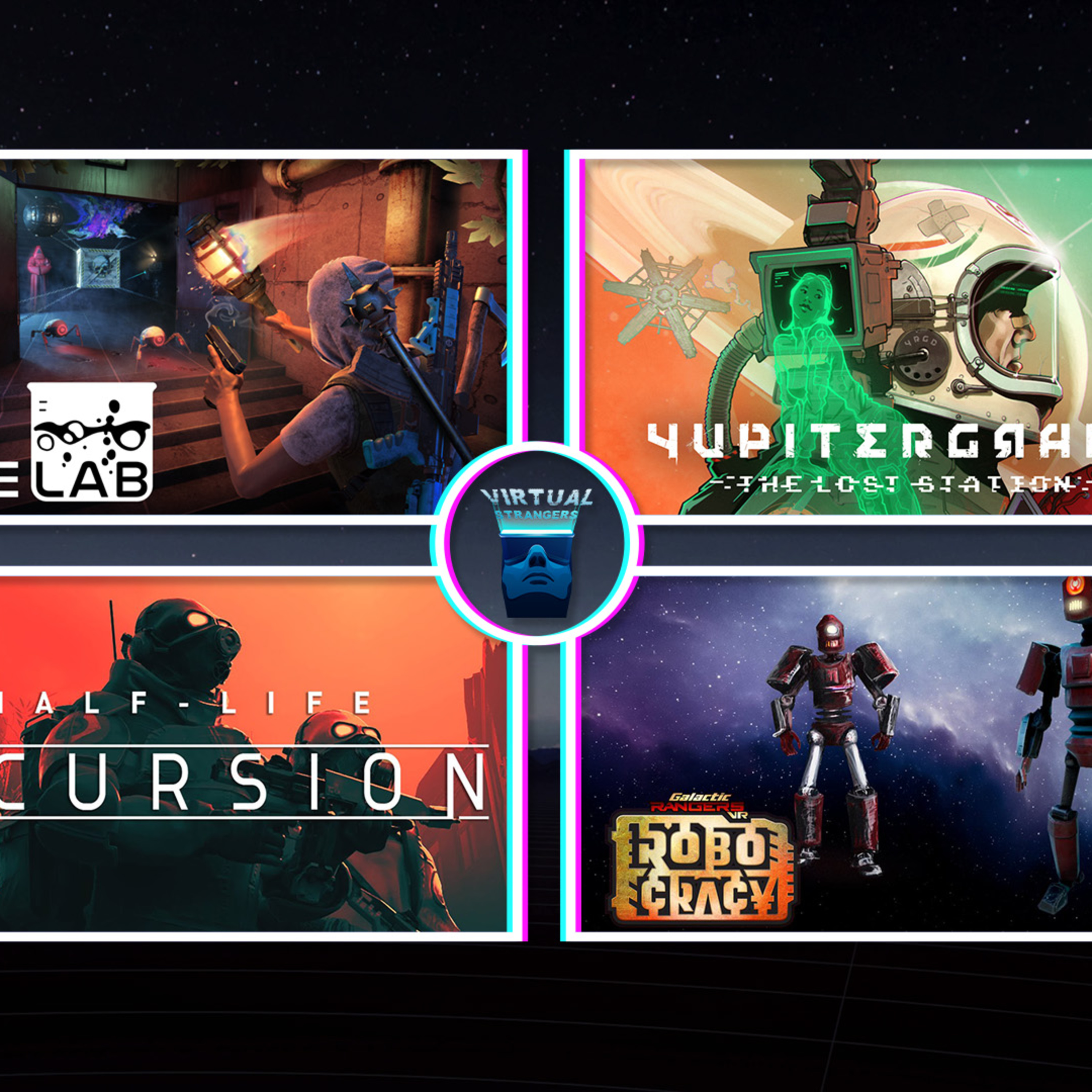 VS 161 Resident Evil 9, Bonelab, Yupitergrad 2, VRChat, MYST, Sweet Surrender, Half Life Incursion episode artwork