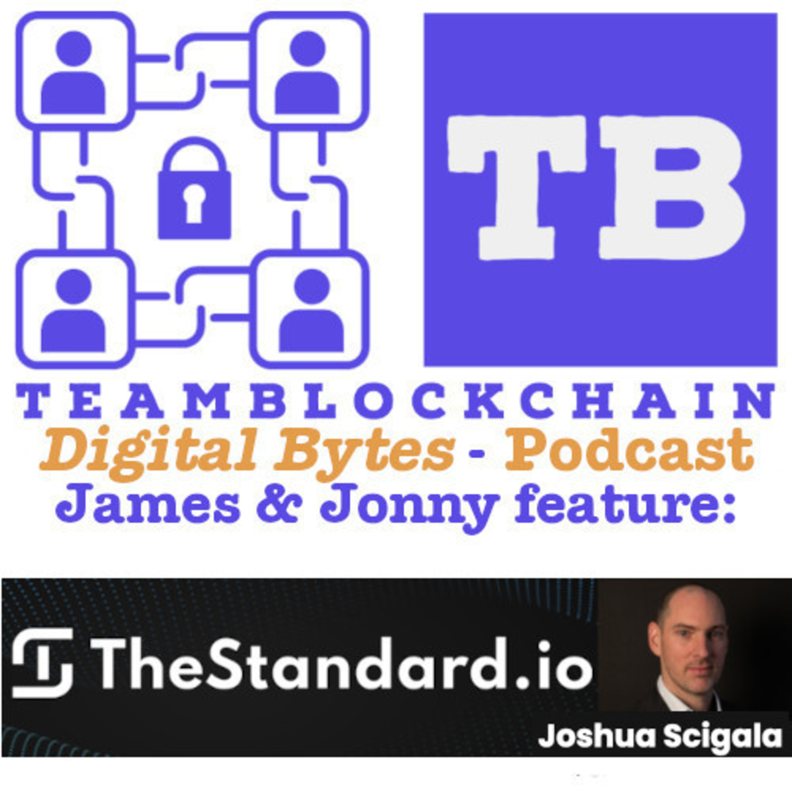 Jonny Fry / James Tylee of Digital Bytes by Team Blockchain on Cyber.FM featuring Joshua Scigala - TheStandard.io episode artwork