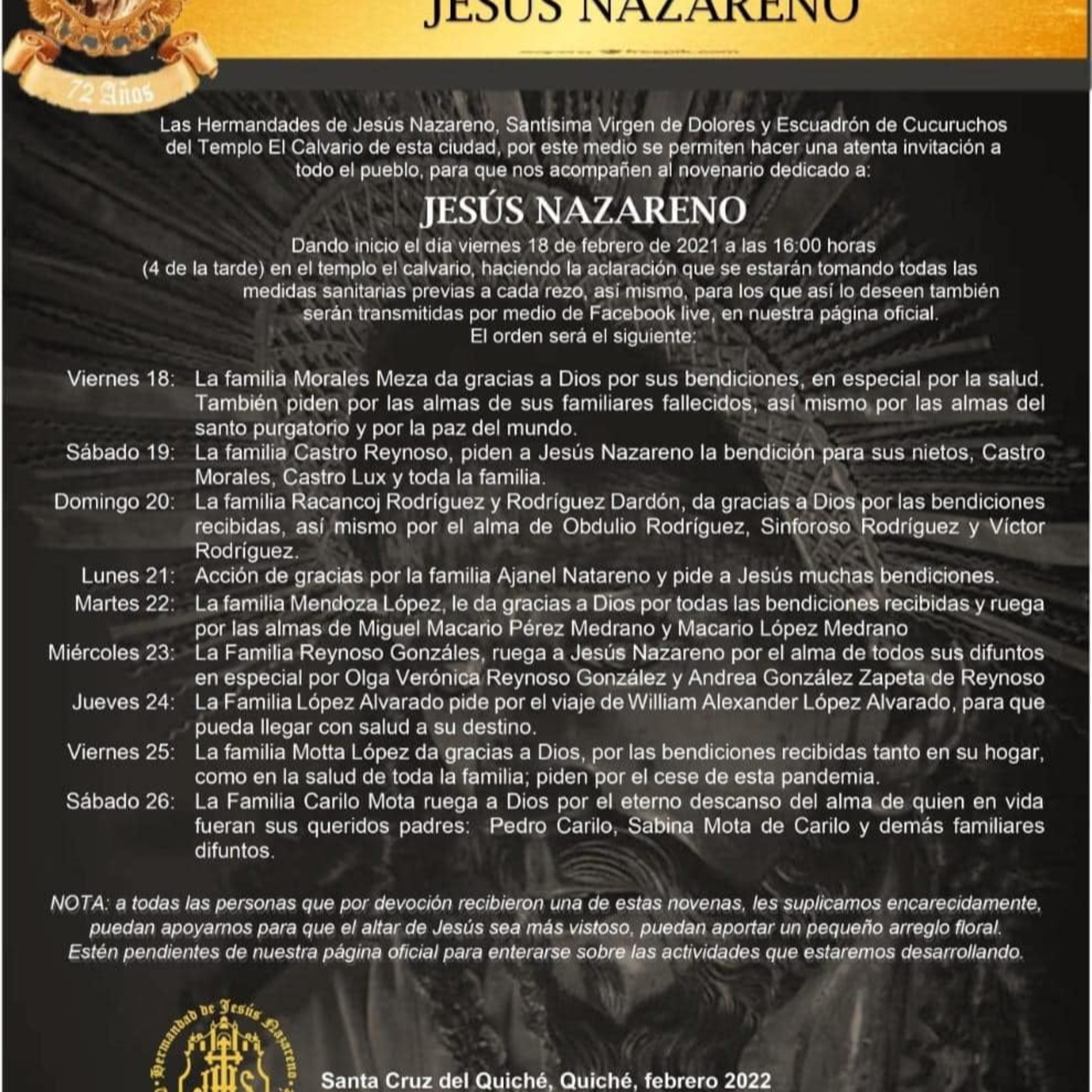 Hermandades del Templo del Calvario, invitan al novenario. episode artwork