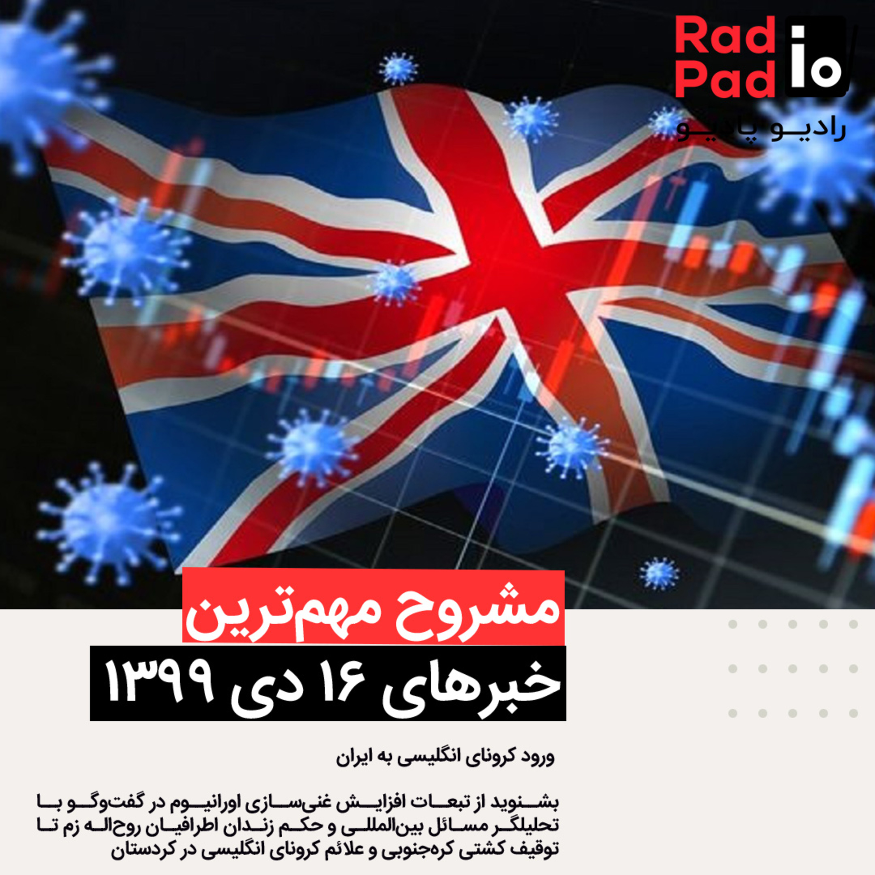 کاور ورود کرونای انگلیسی به ایران - 99.10.16