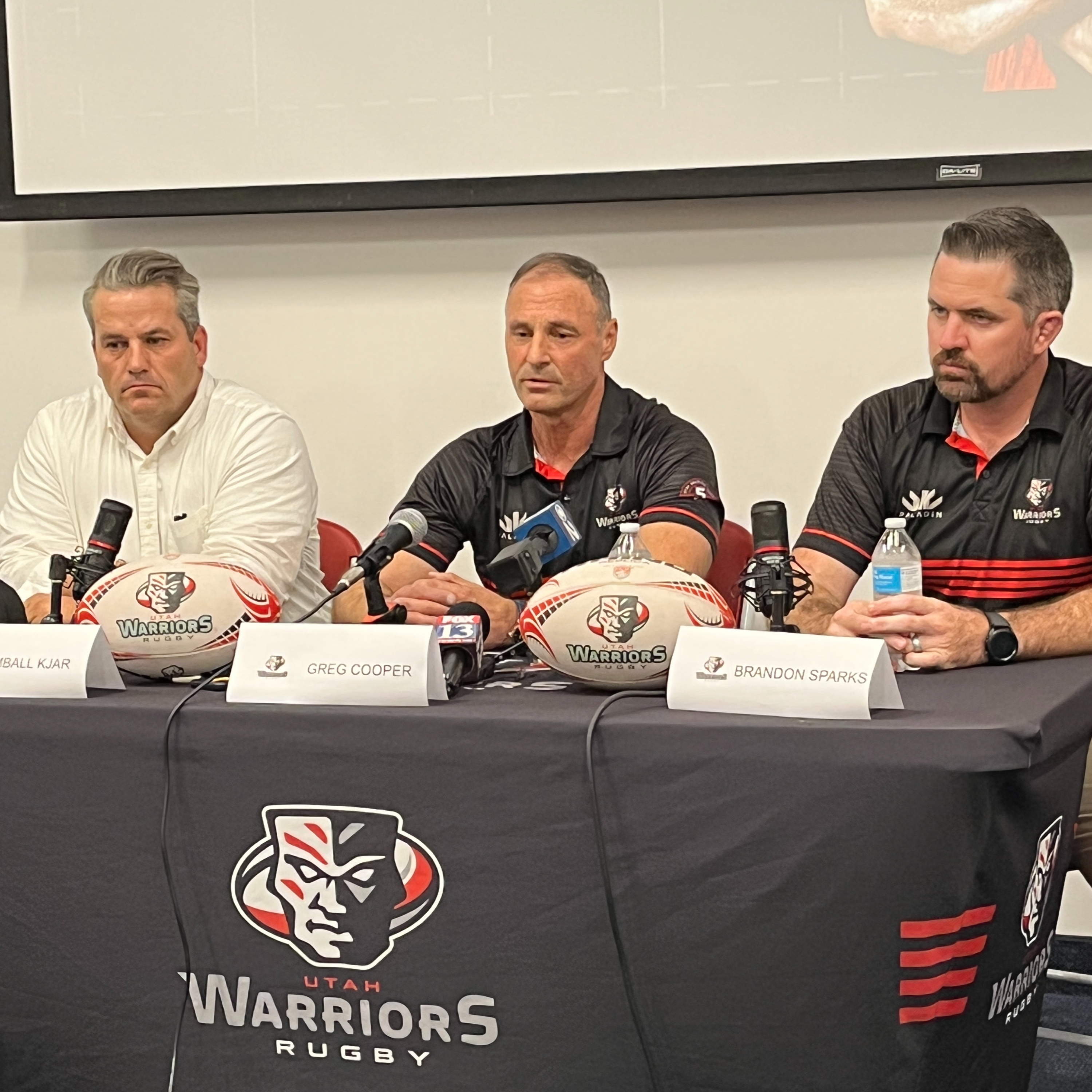 Utah Warriors coach Greg Cooper addresses the media for the first time