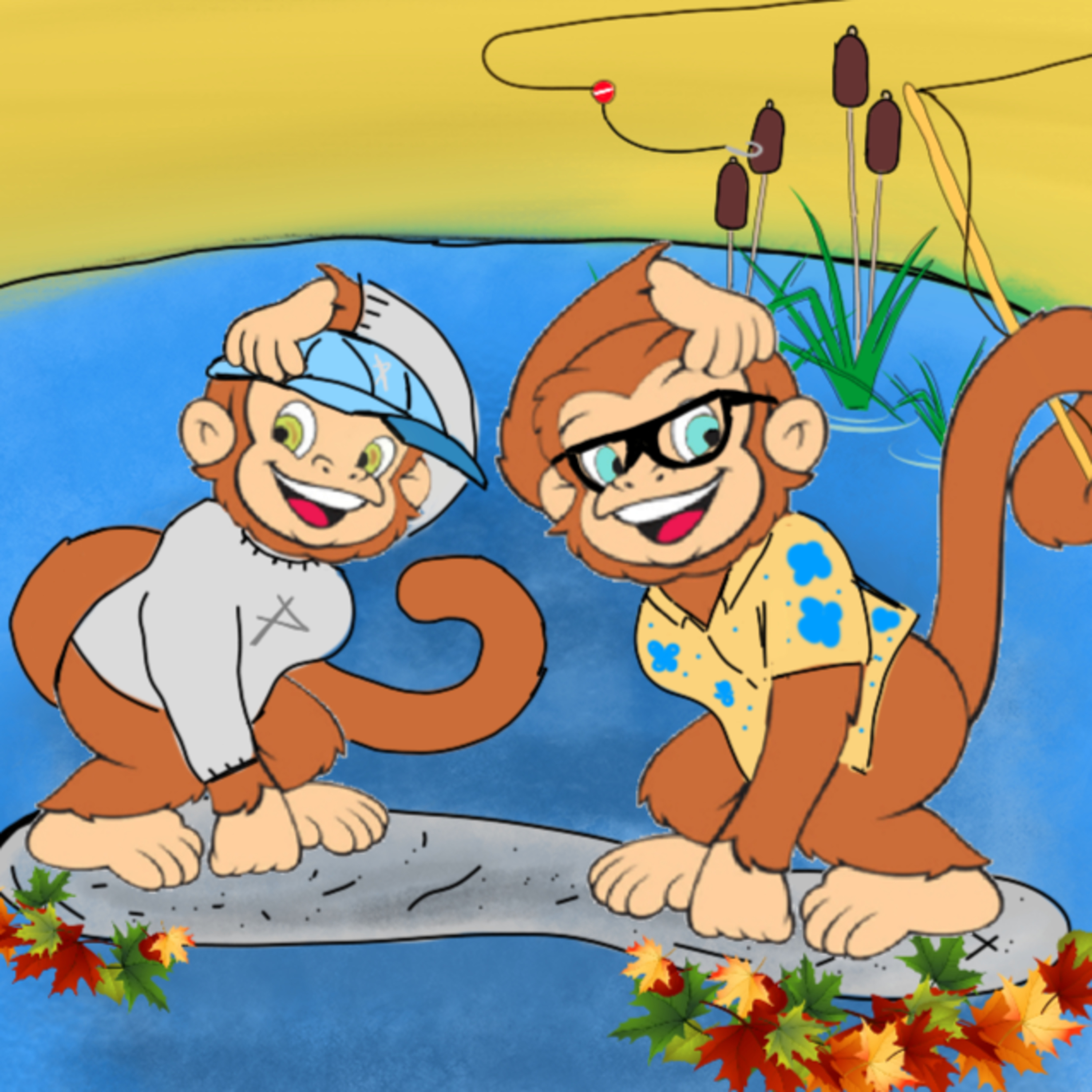 Two Monkeys in a Pond