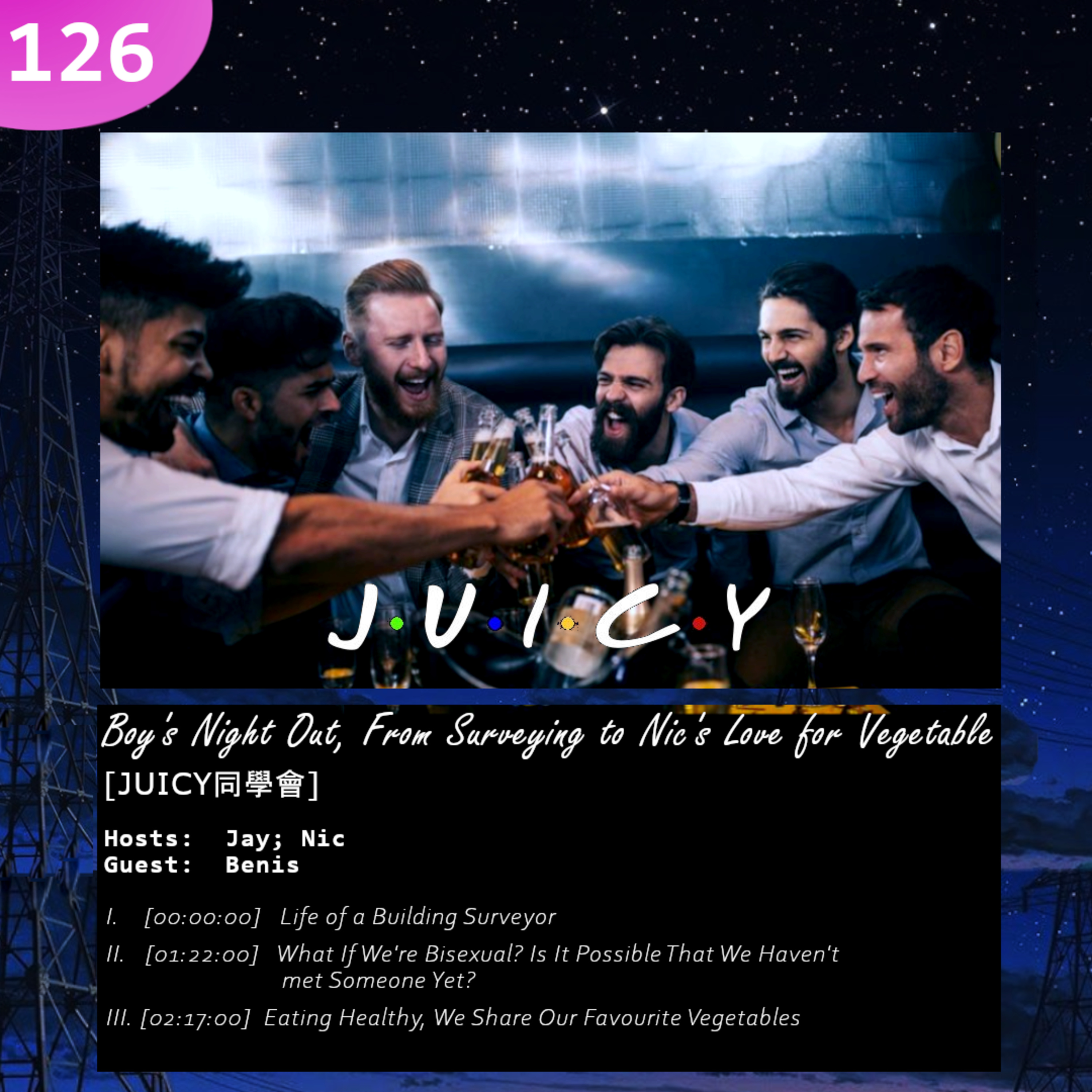 126: Boy's Night Out, From Surveying to Nic's Love for Vegetable [JUICY同學會] episode artwork