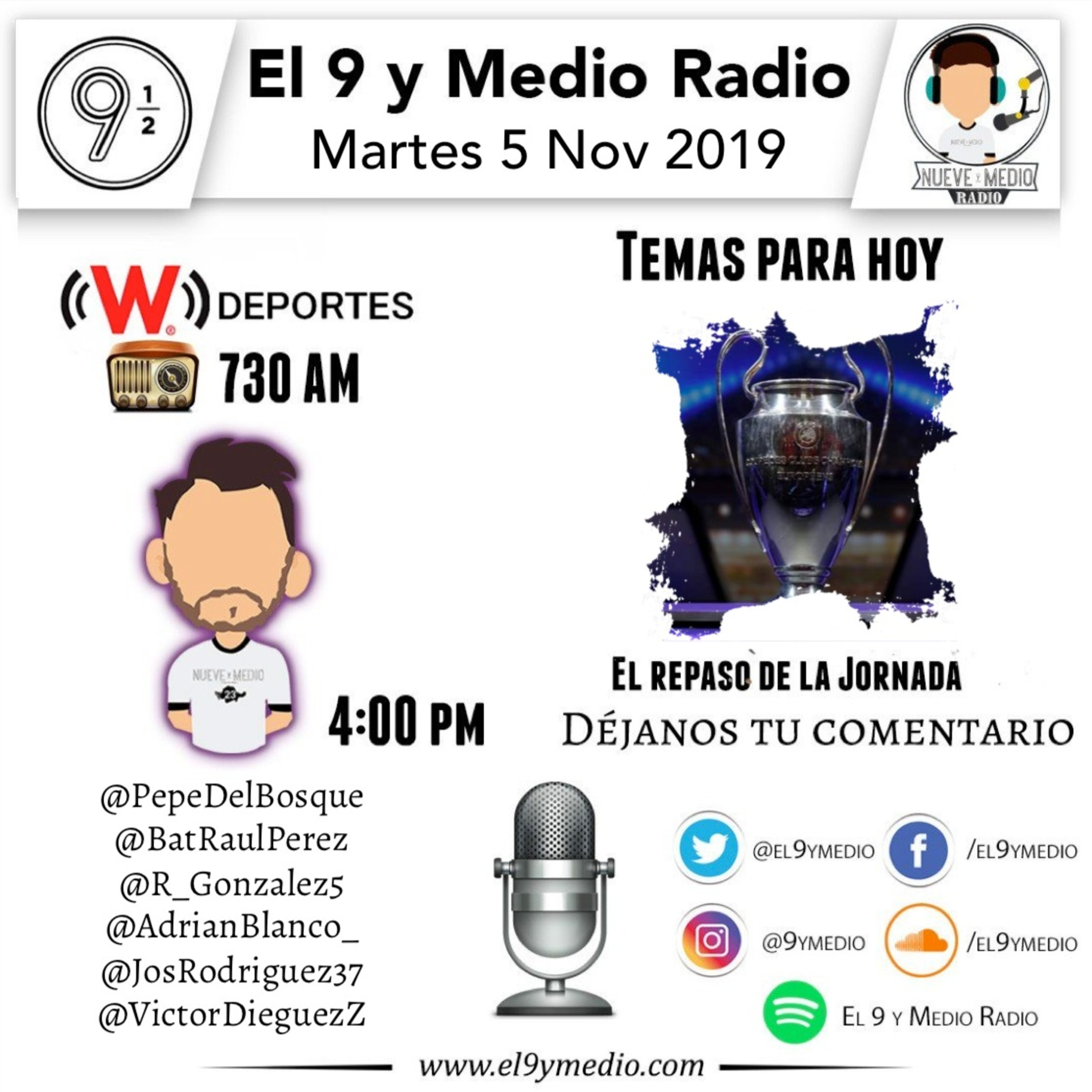 El 9 y Medio Radio - 5 de Noviembre de 2019 - J4 UEFA Champions League PT 1 episode artwork