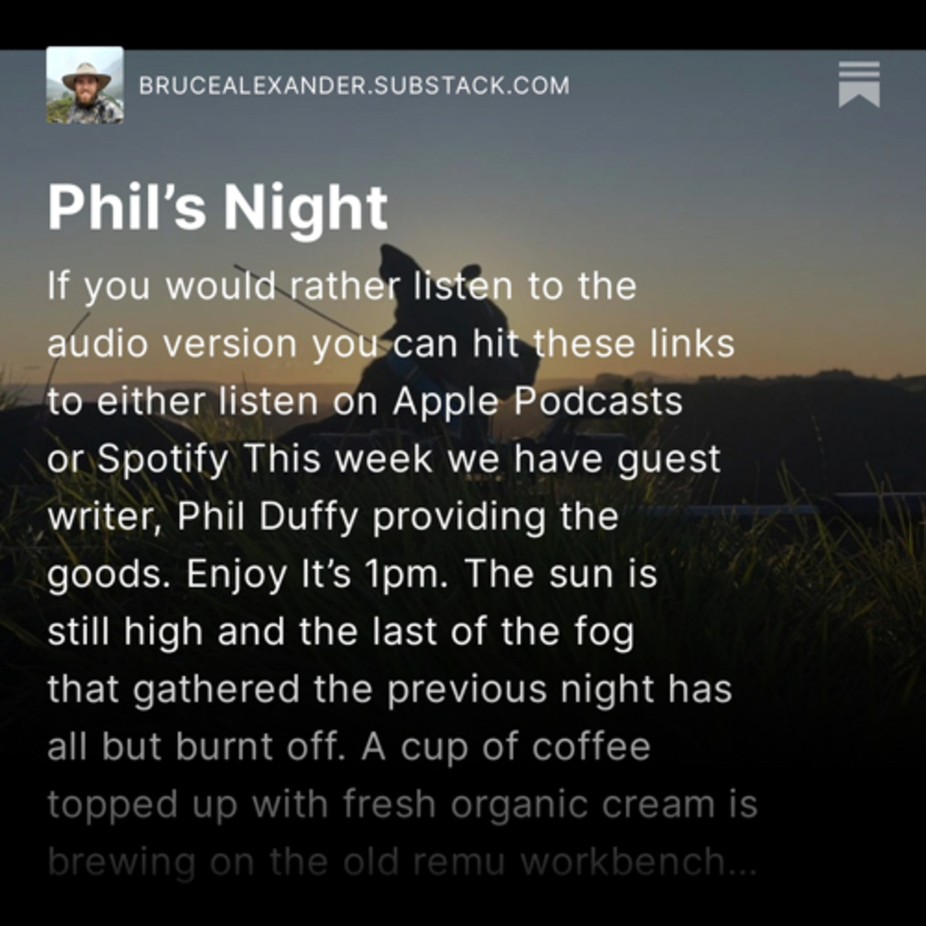 Bruce’s Yarns- Phil’s Night