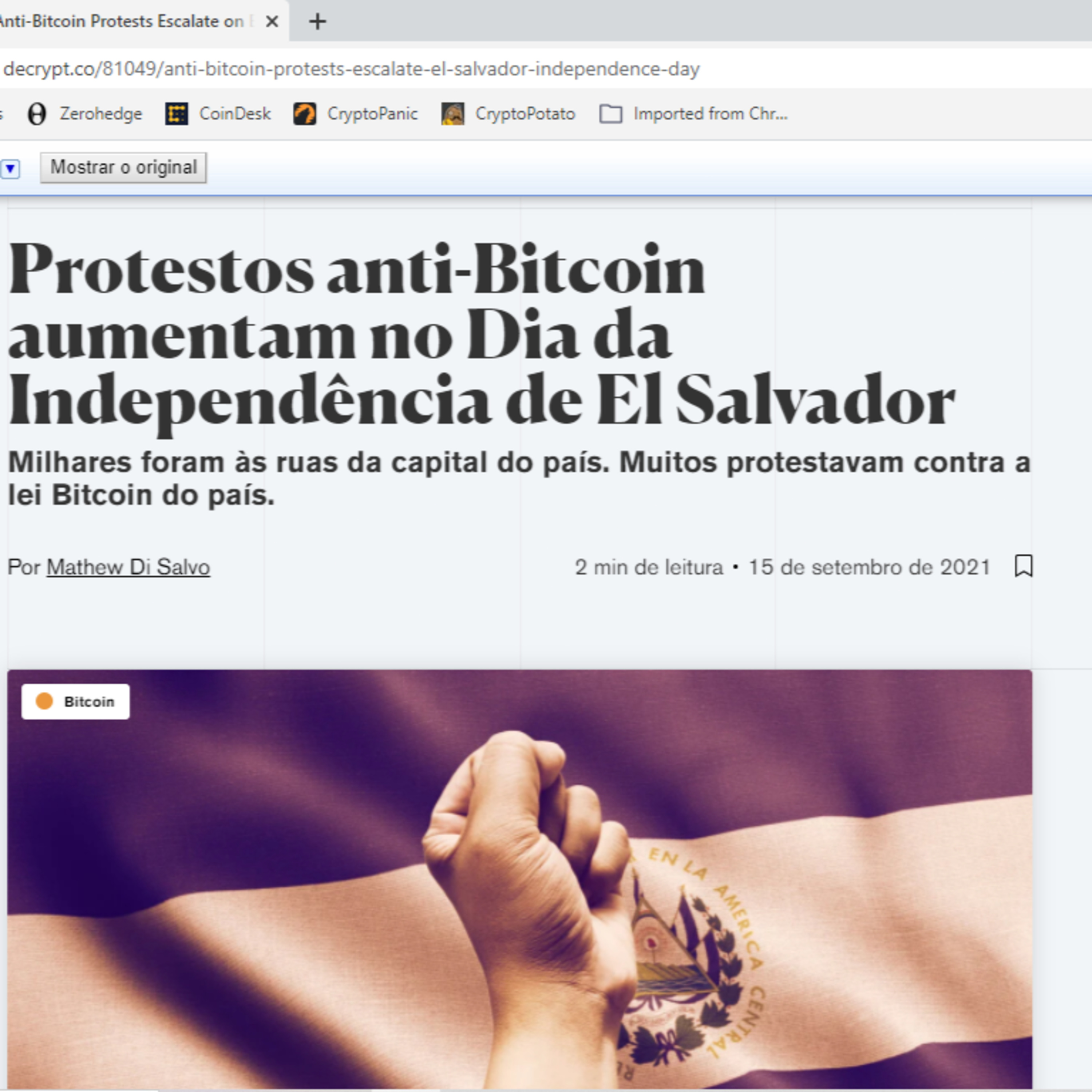 Golden Cross bem no Dia da Quebradeira em El Salvador contra o Bitcoin