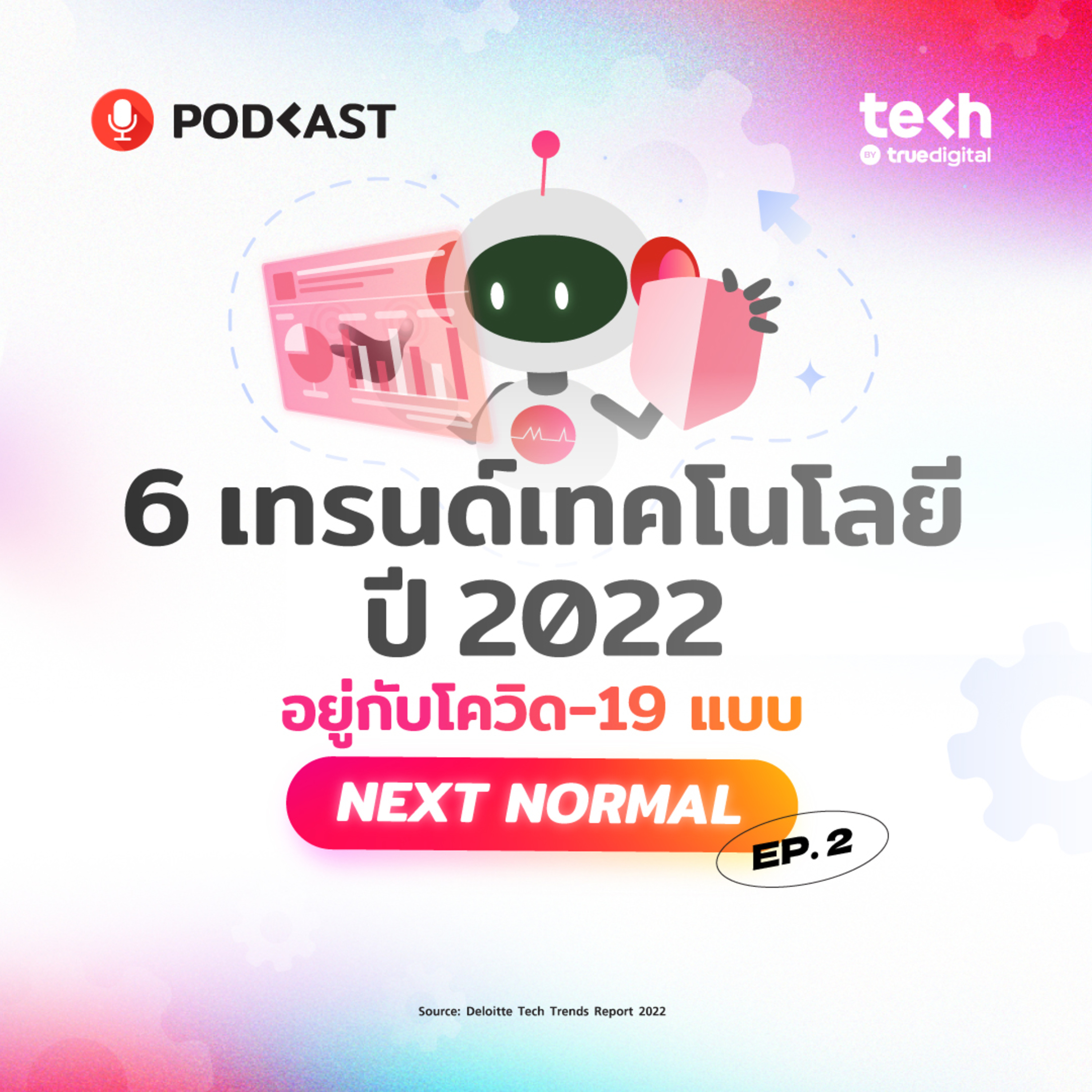 6 เทรนด์เทคโนโลยีปี 2022 อยู่กับโควิด-19แบบ Next Normal Part 2/2 | EP.19 - #TechByTrueDigitalPodcast episode artwork
