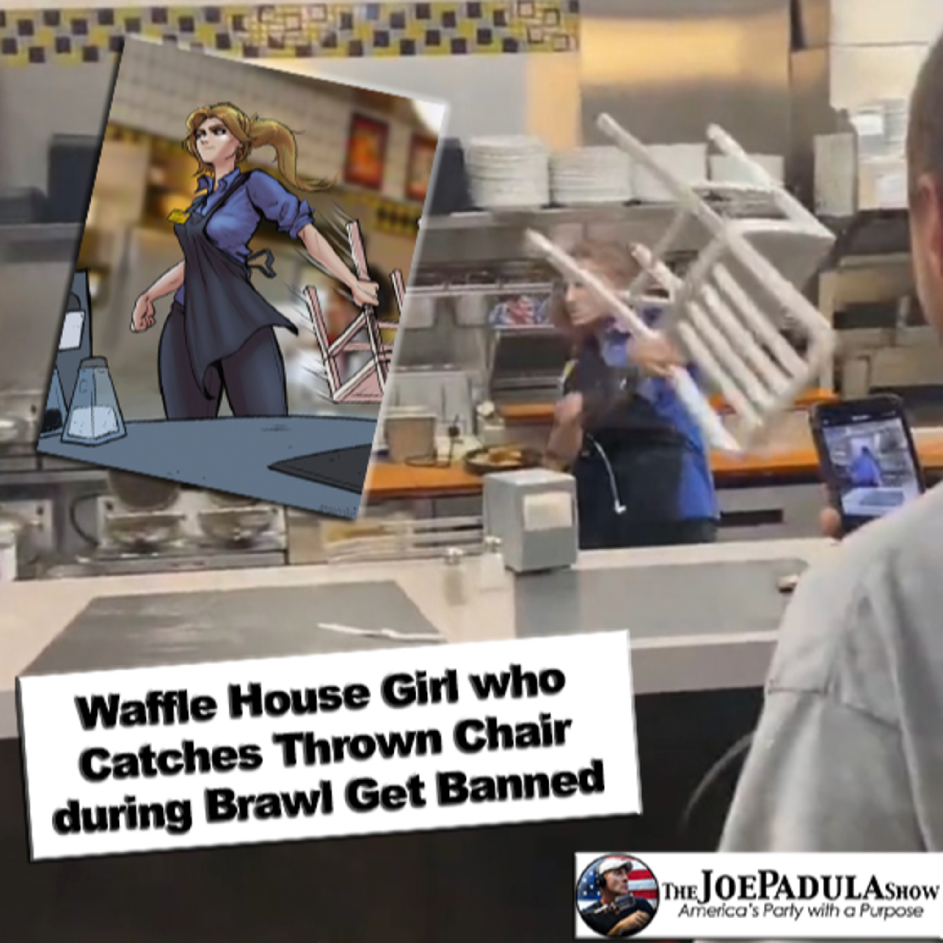 Waffle House Girl who Catches Thrown Chair during Brawl Get Banned from All Waffle Houses? episode artwork