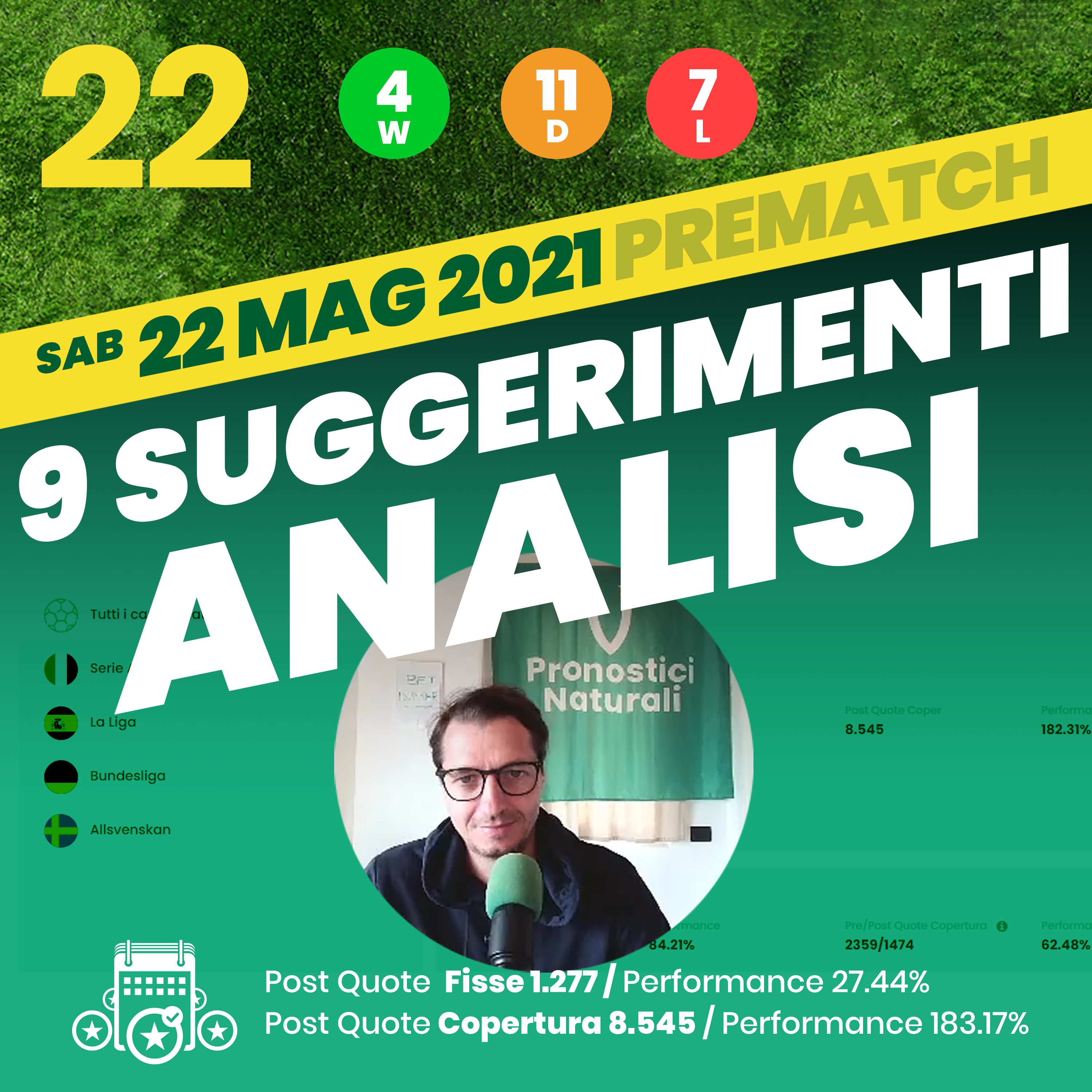 22 PRONOSTICI NATURALI Scommesse calcio Oggi Sabato 22 Maggio 2021 Analisi Suggerimenti Pre Partite episode artwork
