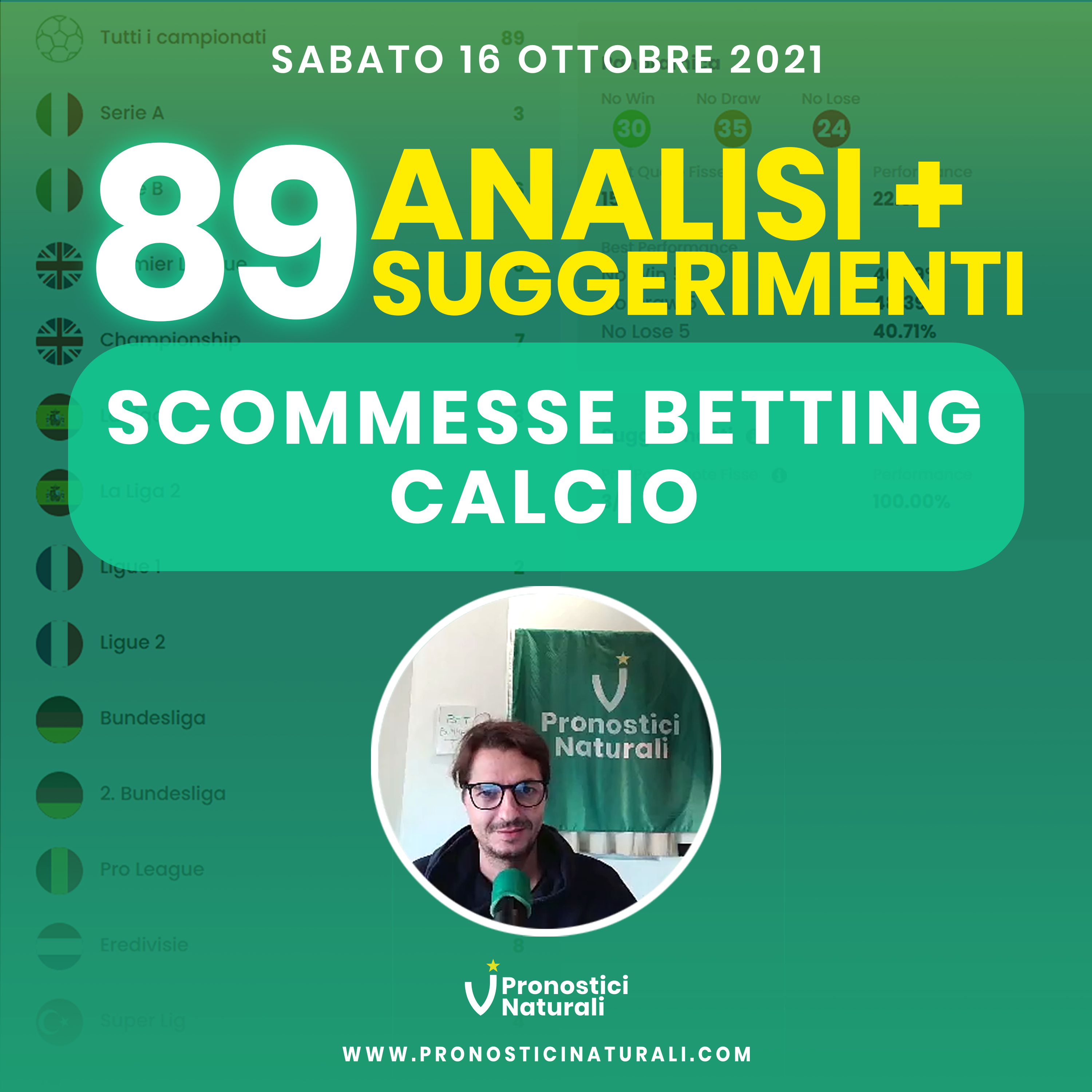 89 Pronostici Naturali Sabato 16 Ottobre 2021 Analisi Pre Partita + Suggerimenti Betting Scommesse episode artwork