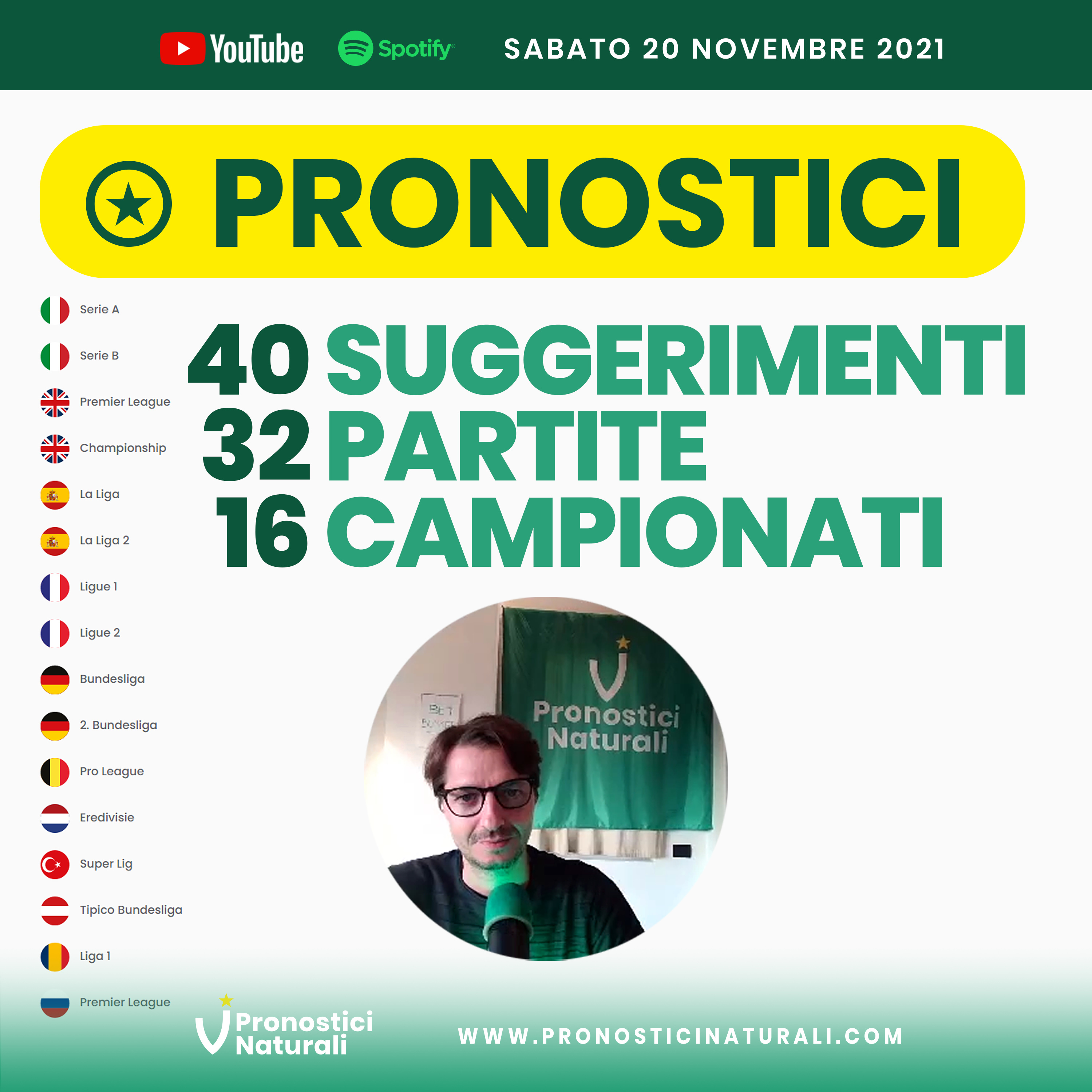 40 Suggerimenti Betting Calcio con i Pronostici Naturali di Sabato 20 Novembre 2021 Analisi e Stats episode artwork