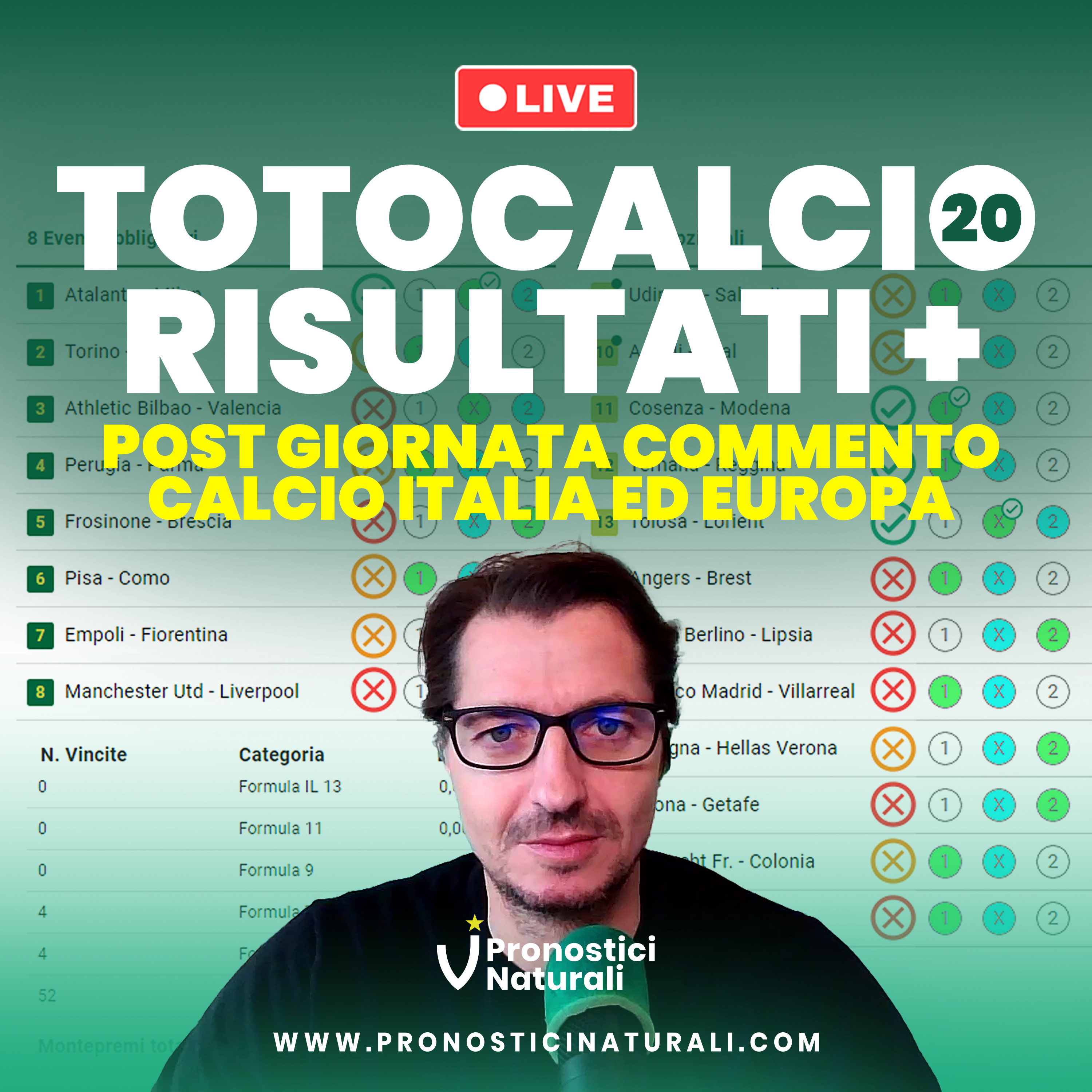LIVE Totocalcio risultati con zero vincite + Commento giornata calcio italiano ed europeo episode artwork