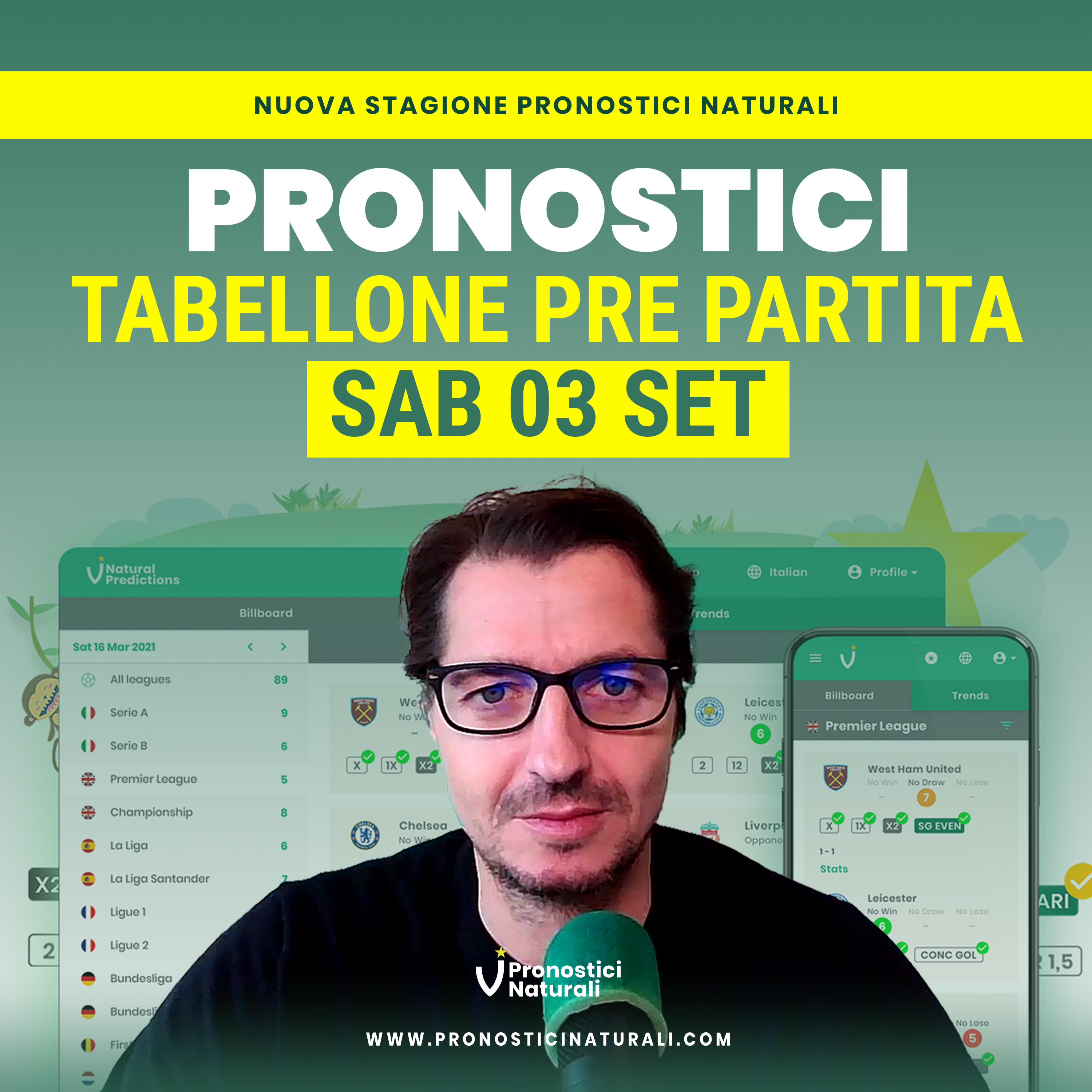 32 Pronostici Naturali per il tuo betting calcio di domani, partite e suggerimenti scommesse