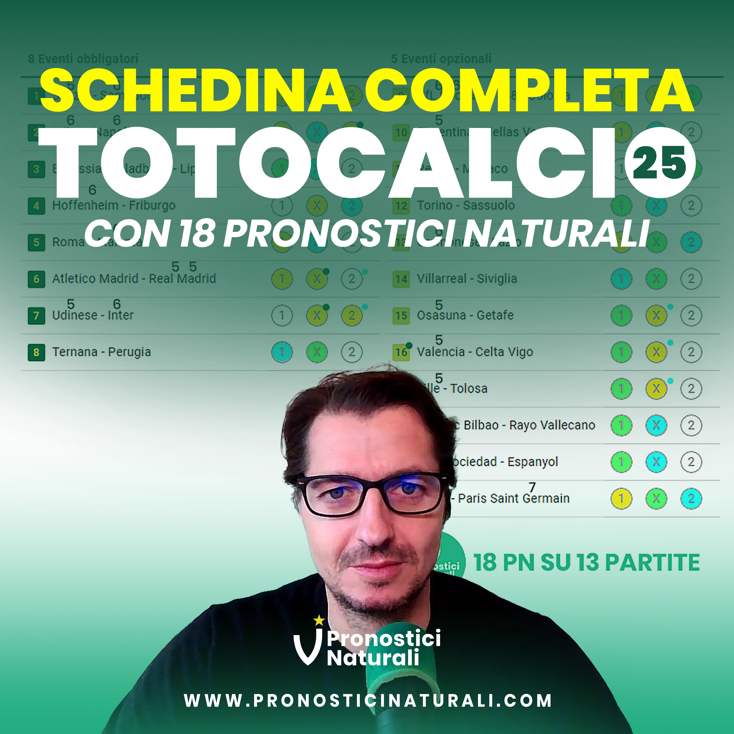 Totocalcio 25 con TUTTE le partite in Schedina e 18 Pronostici Naturali episode artwork