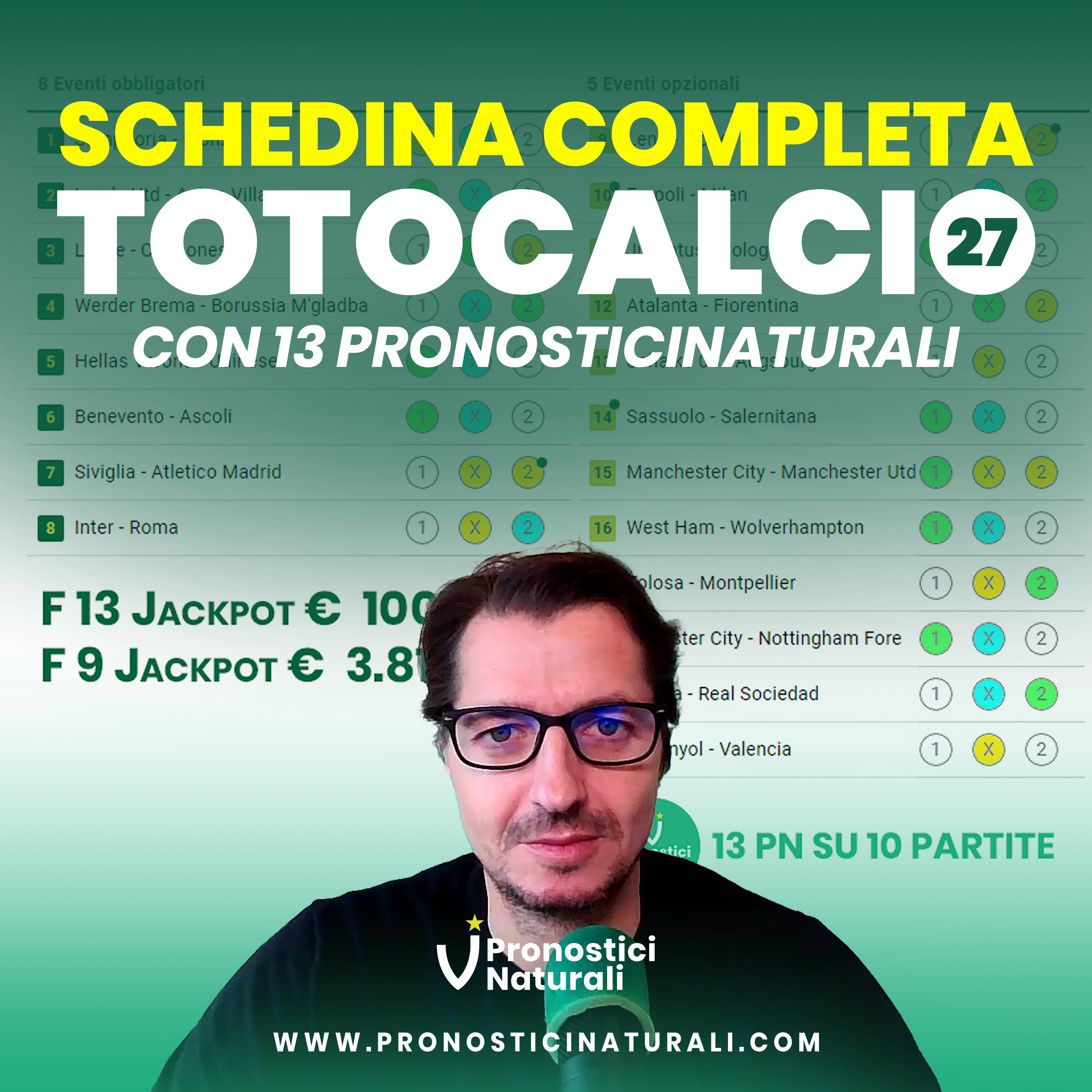 Analisi della nuova Schedina Totocalcio 27 con jackpot Formula 13 e F9
