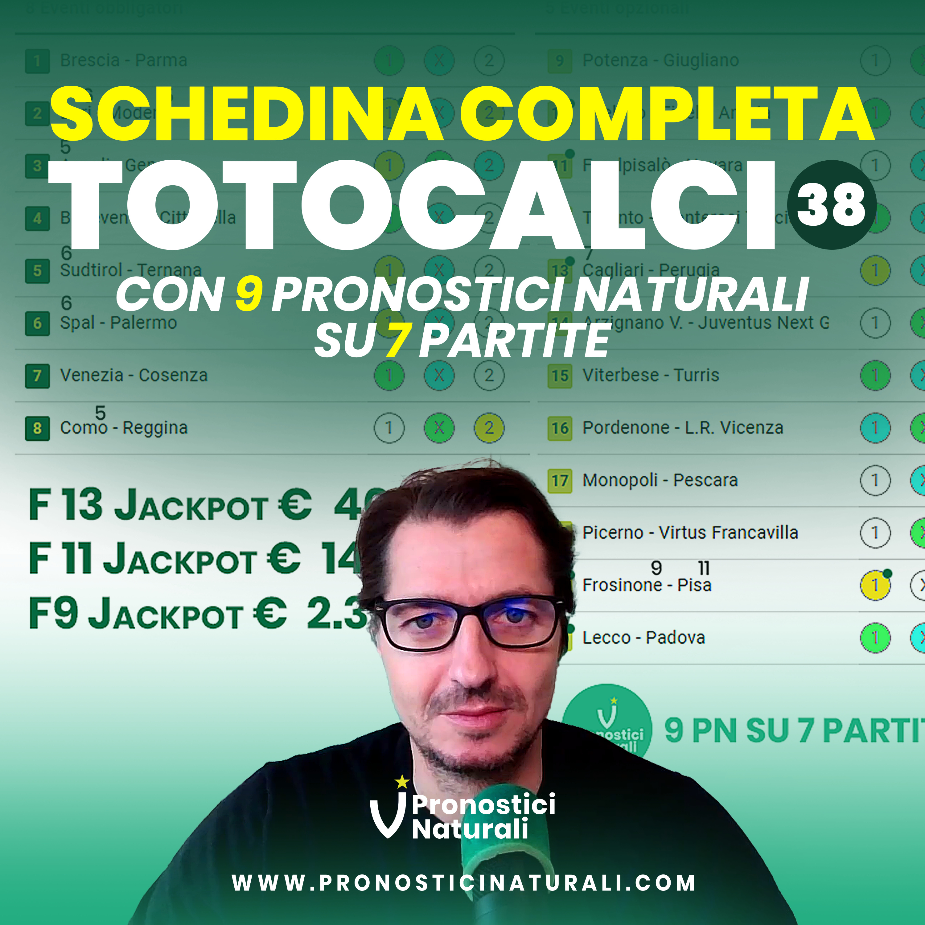 Totocalcio 39 con 3 JACKPOT su Serie B e Lega Pro la mia Formula 13 con 9 Pronostici Naturali