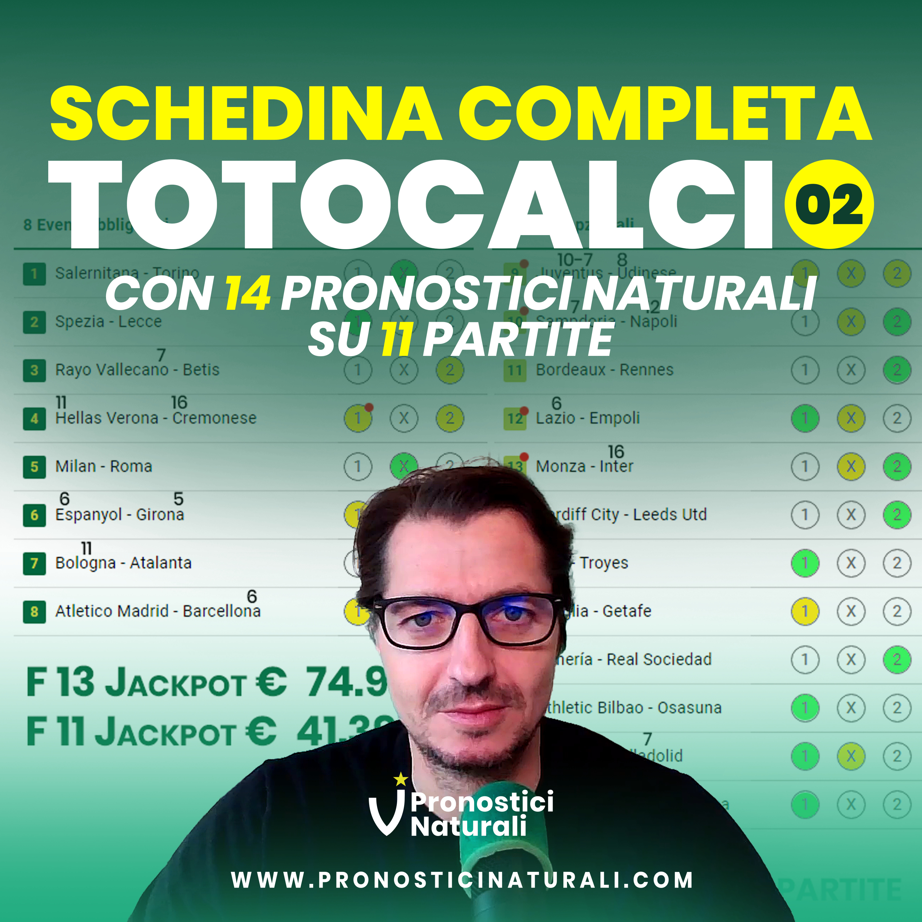 Totocalcio N. 2/2023 con 2 Jackpot e 14 Pronostici Naturali in 11 partite