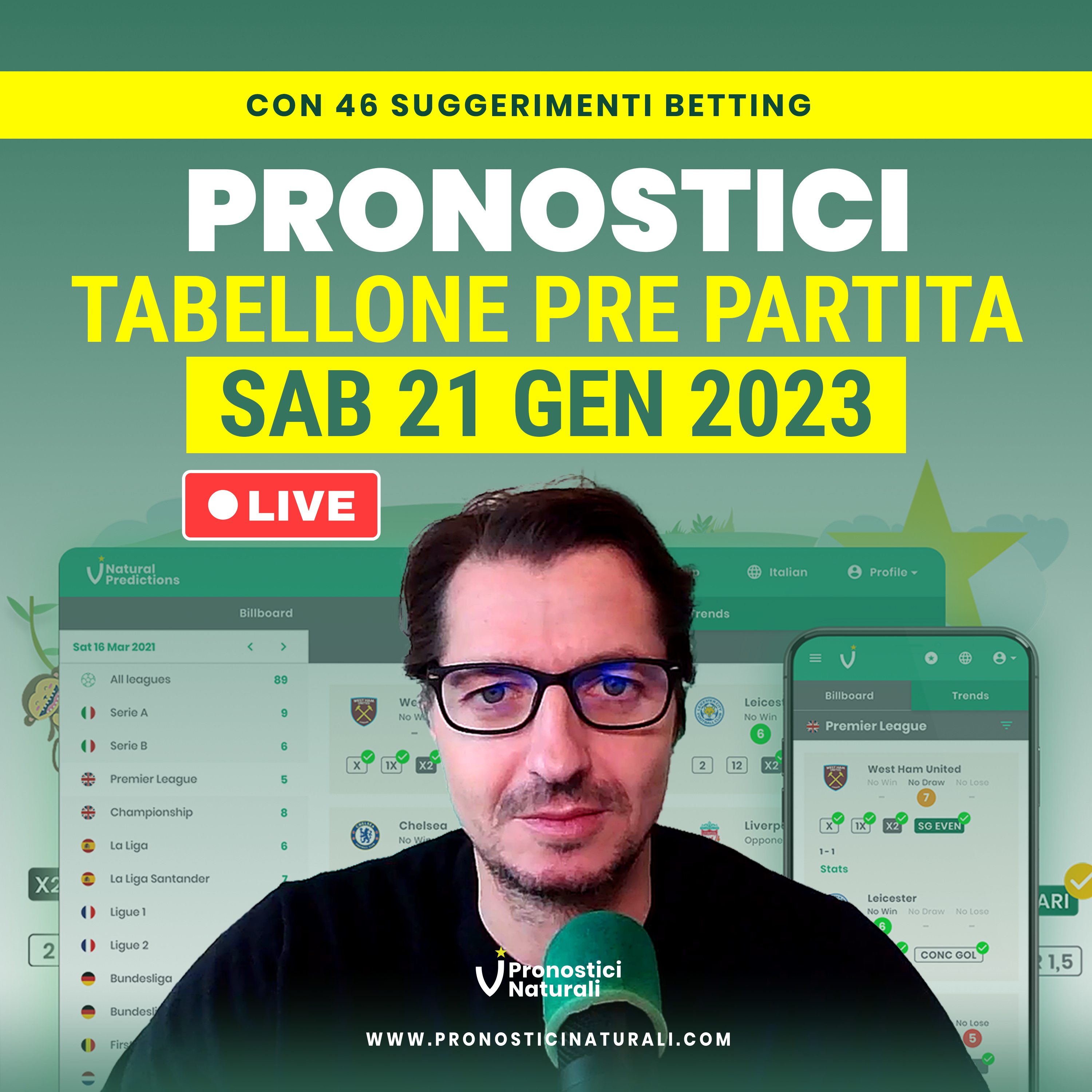 46 Suggerimenti Betting Pronostici Naturali Sabato 21 gennaio, tornano Bundes e Romania. episode artwork