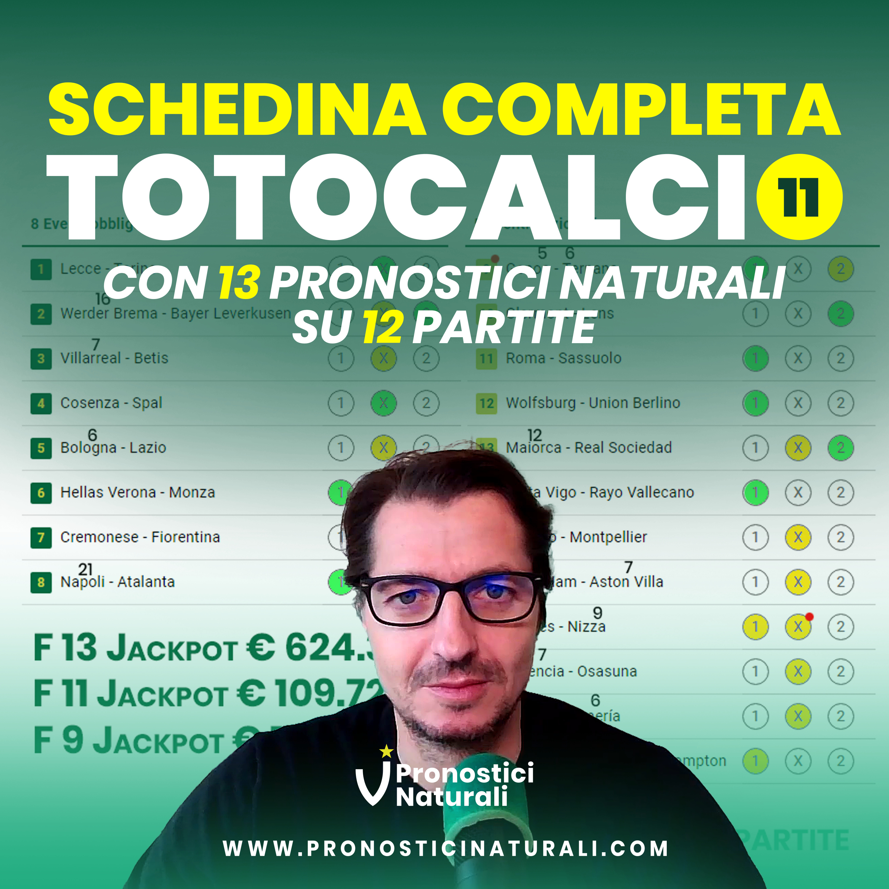 Ancora 3 JACKPOT Totocalcio 11 F13 € 624.000 Formula 11 € 109.000 F9 € 17.700+13 Pronostici Naturali episode artwork