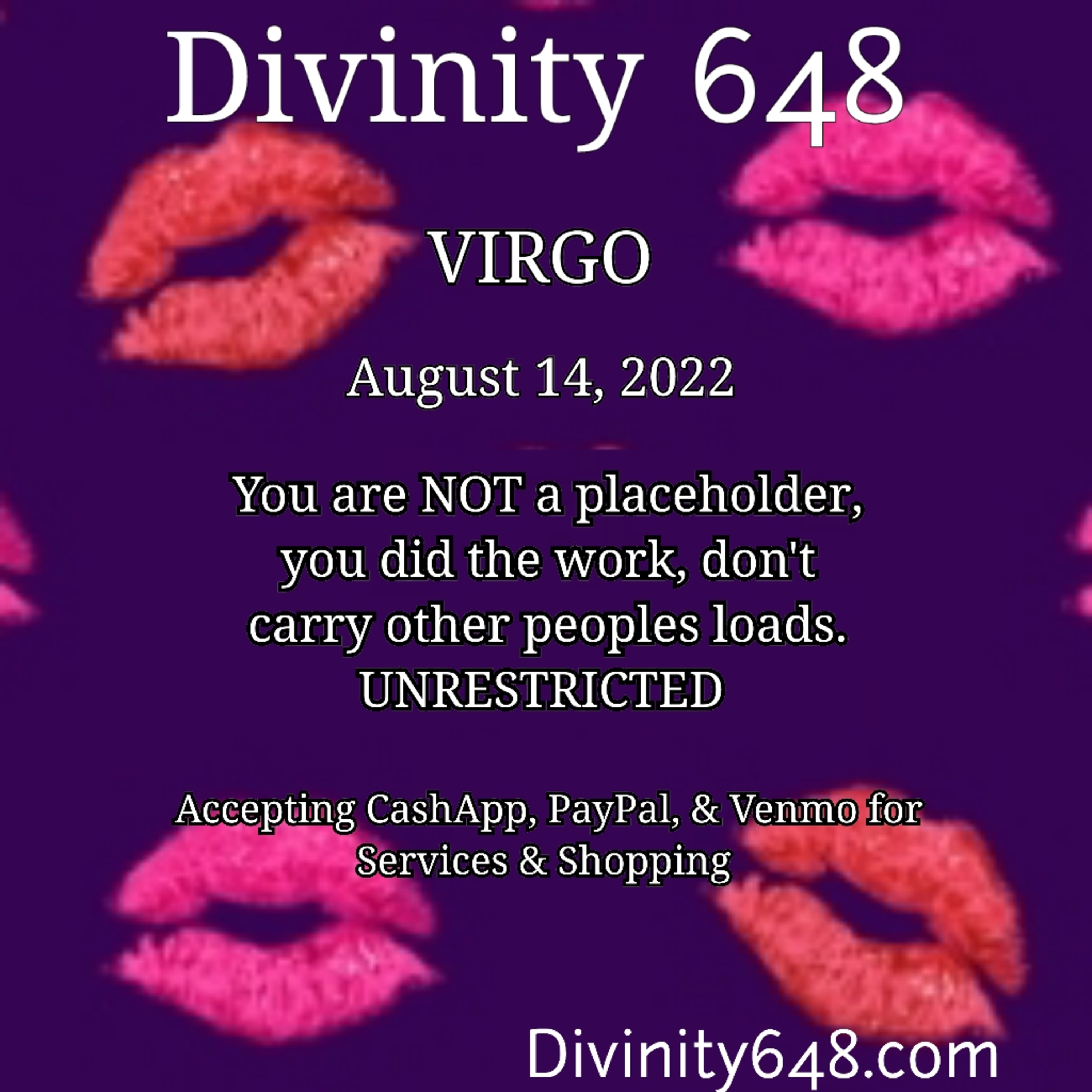 VIRGO: You are NOT a placeholder, you did the work, don't carry other peoples loads. UNRESTRICTED