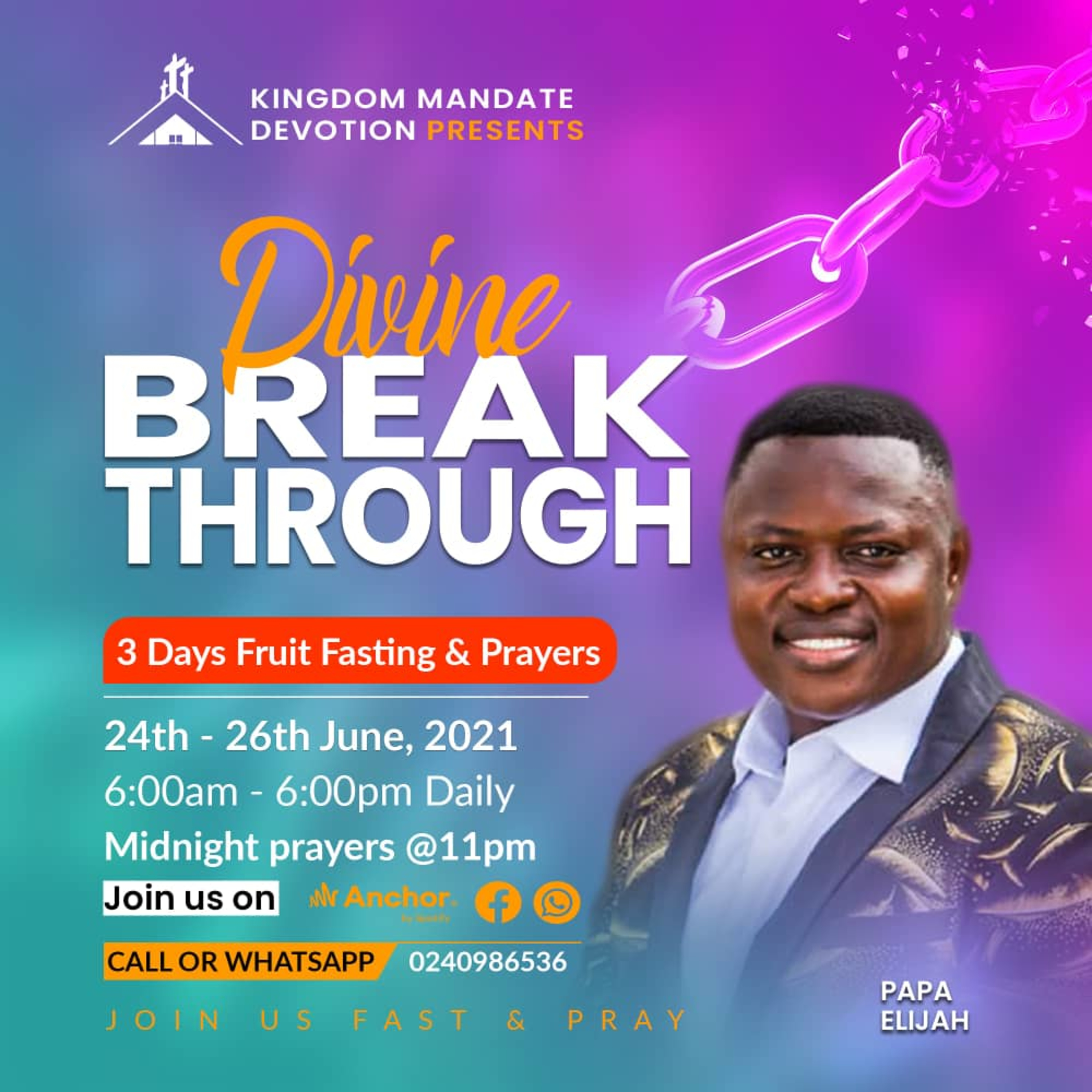 Divine Breakthrough
Day 2 
OVERCOMING SETBACKS 

Papa Elijah