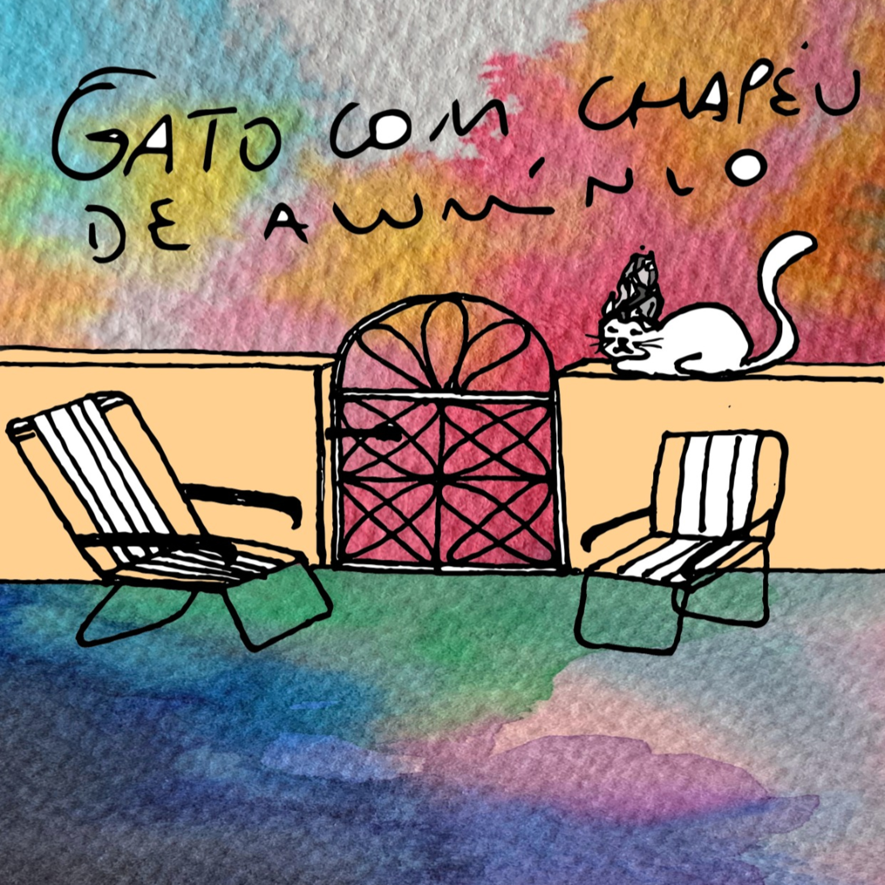 Gato com Chapéu de Alumínio