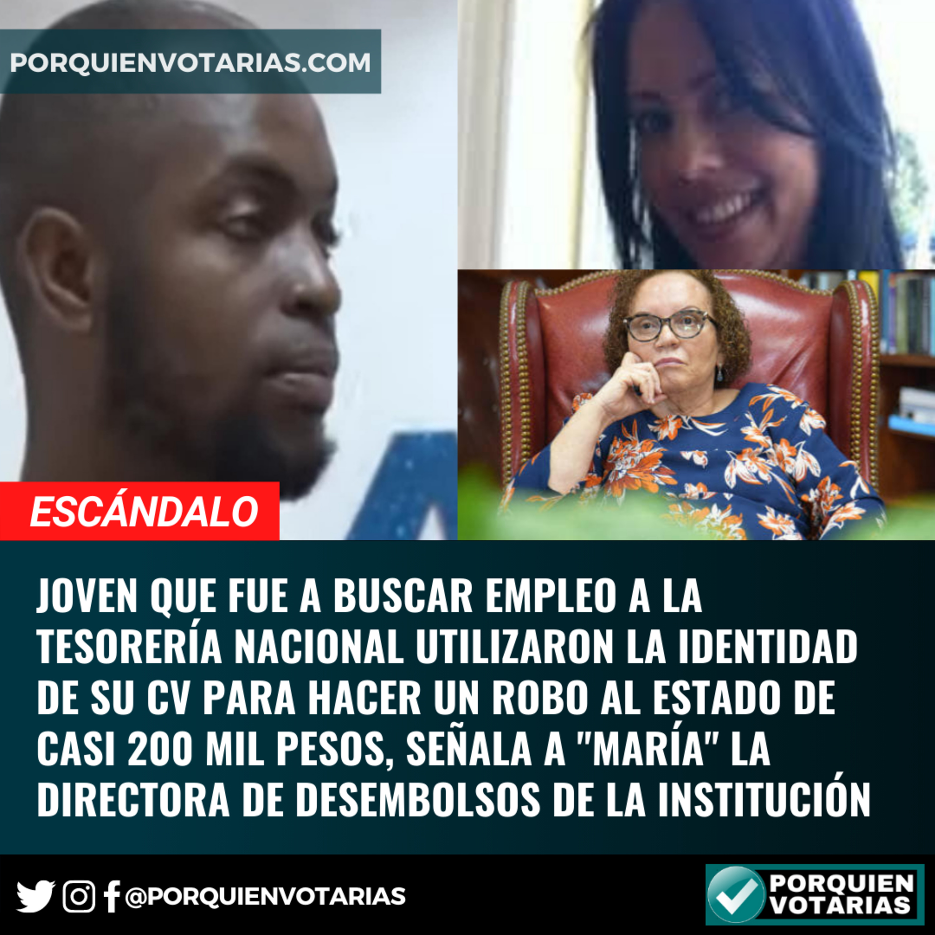  Joven que fue a buscar empleo a la Tesorería Nacional utilizaron la identidad de su CV para hacer un robo al estado de casi 200 mil pesos, señala a "MARÍA" la directora de desembolsos de la instituci episode artwork