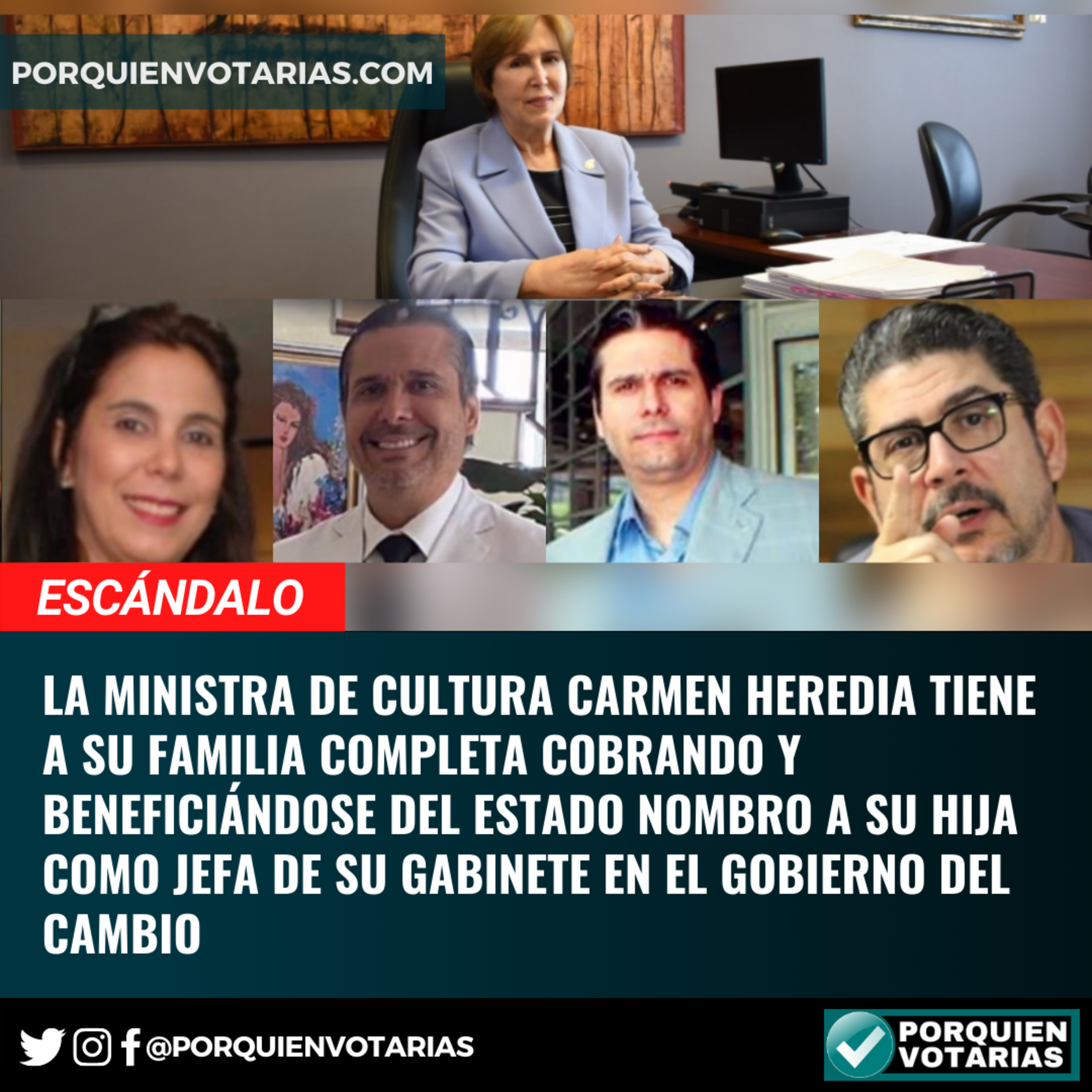 ESCÁNDALO: La ministra de Cultura Carmen Heredia tiene a su familia completa cobrando y beneficiándose del estado nombro a su hija como Jefa de su gabinete en el gobierno del cambio episode artwork